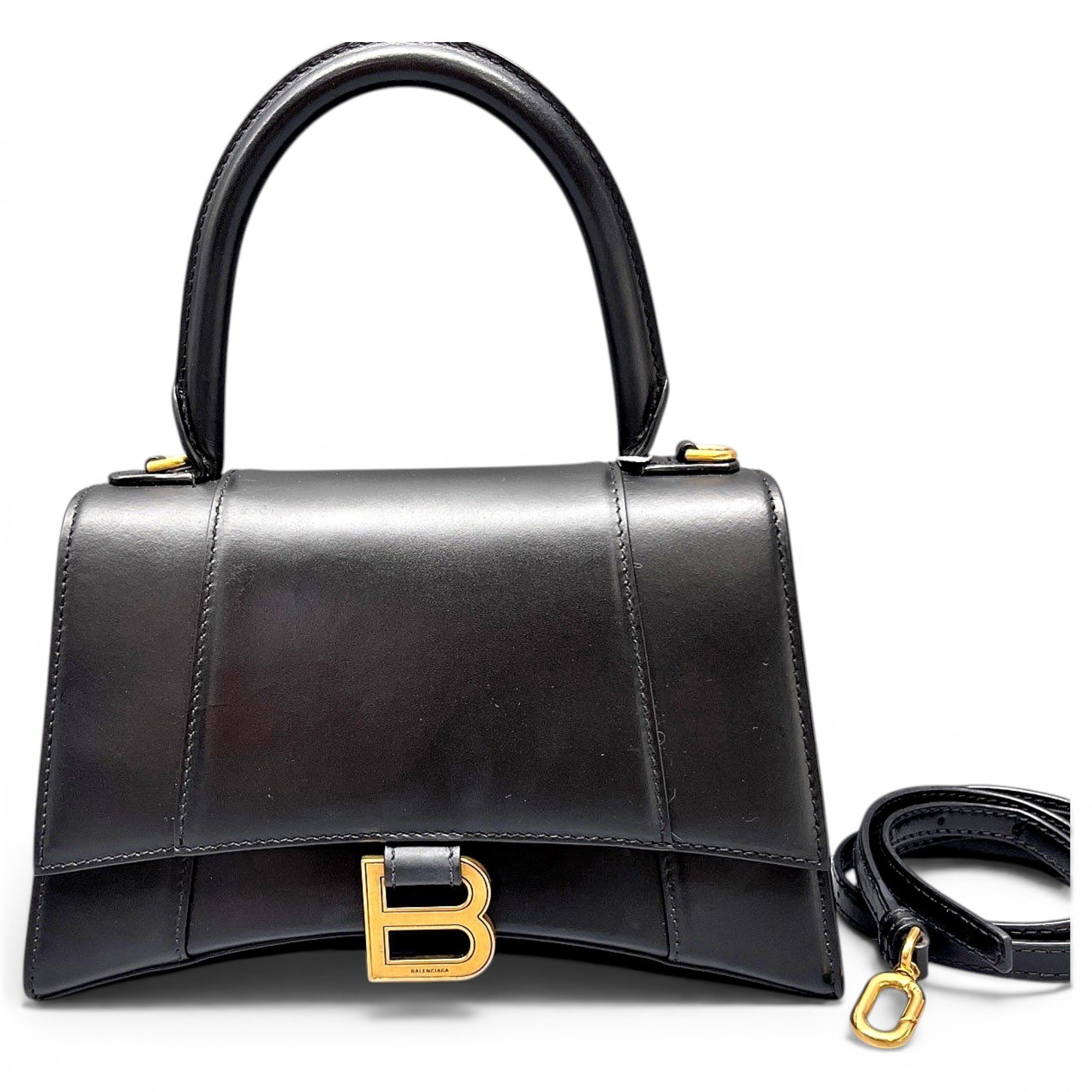 Hourglass leather handbag