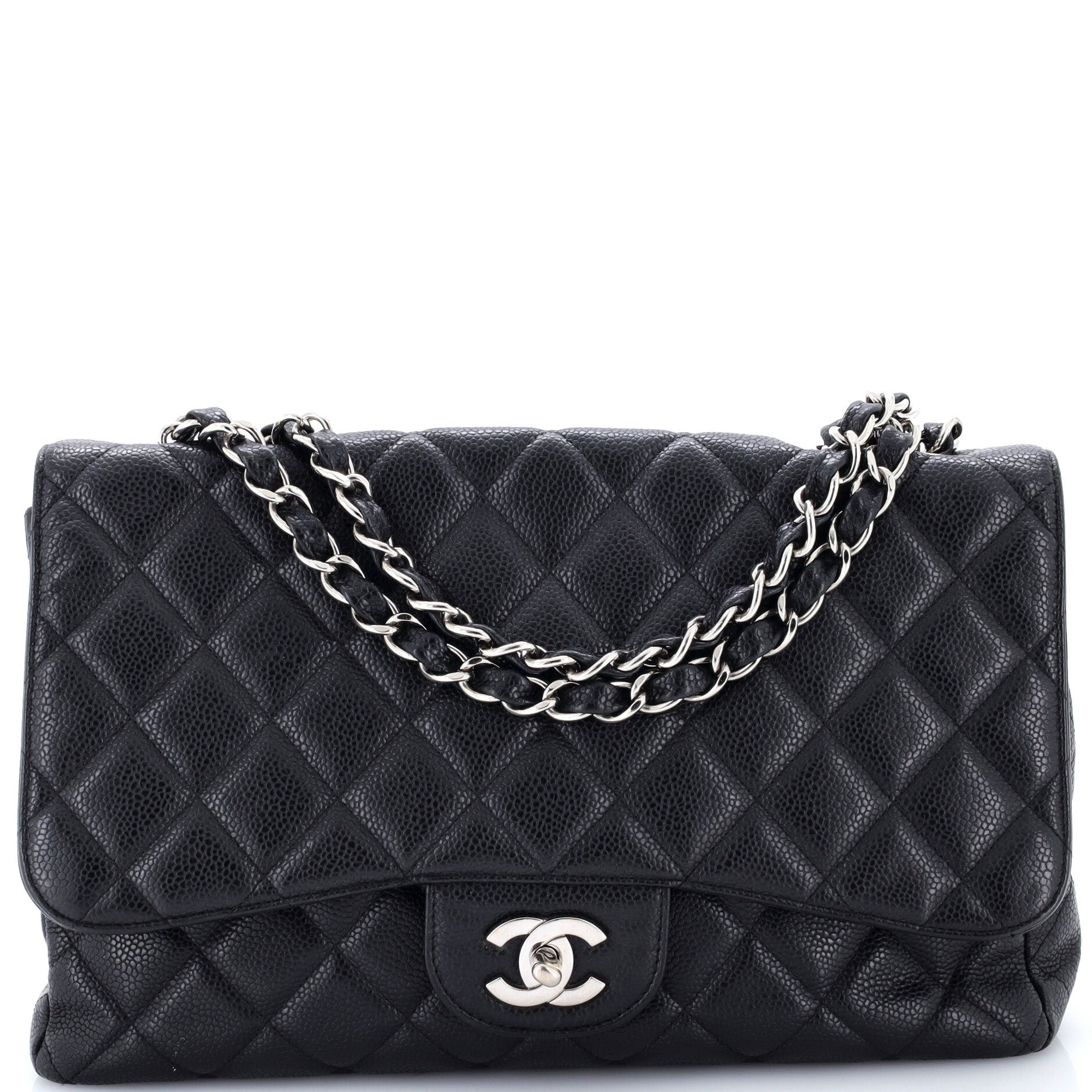 Vintage Classic Single Flap Bag Quilted Caviar Jumbo