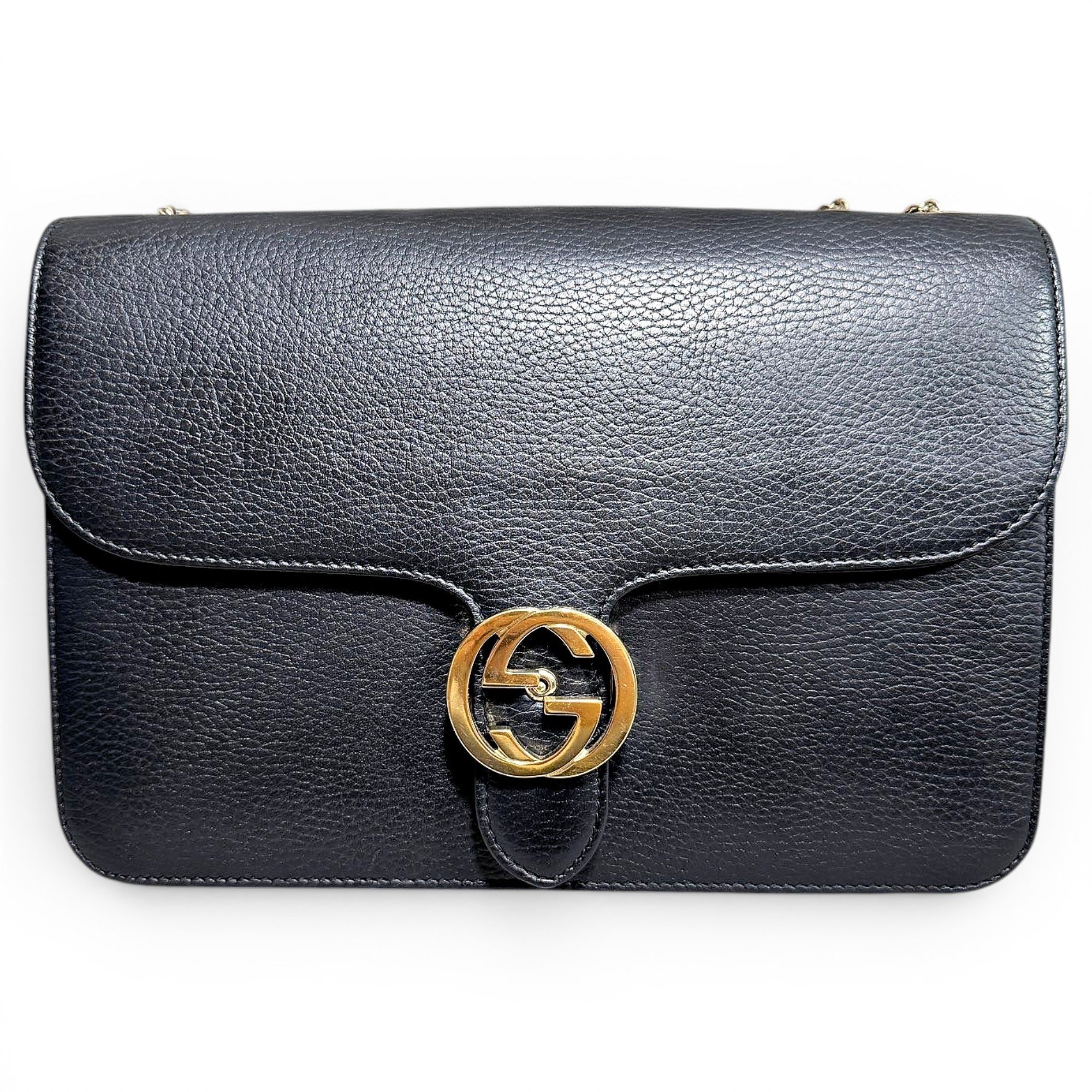 Interlocking leather handbag
