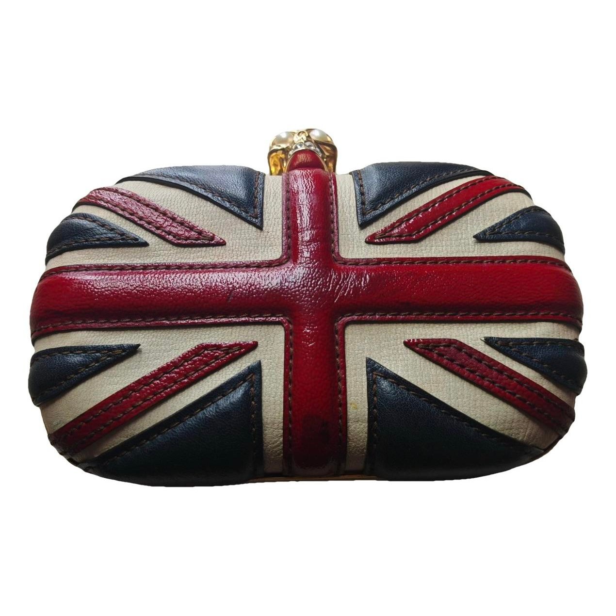 Skull leather clutch bag