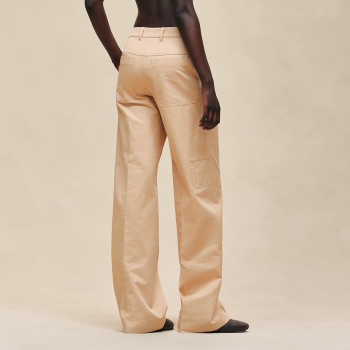 Beige Cajou Low Rise Pants