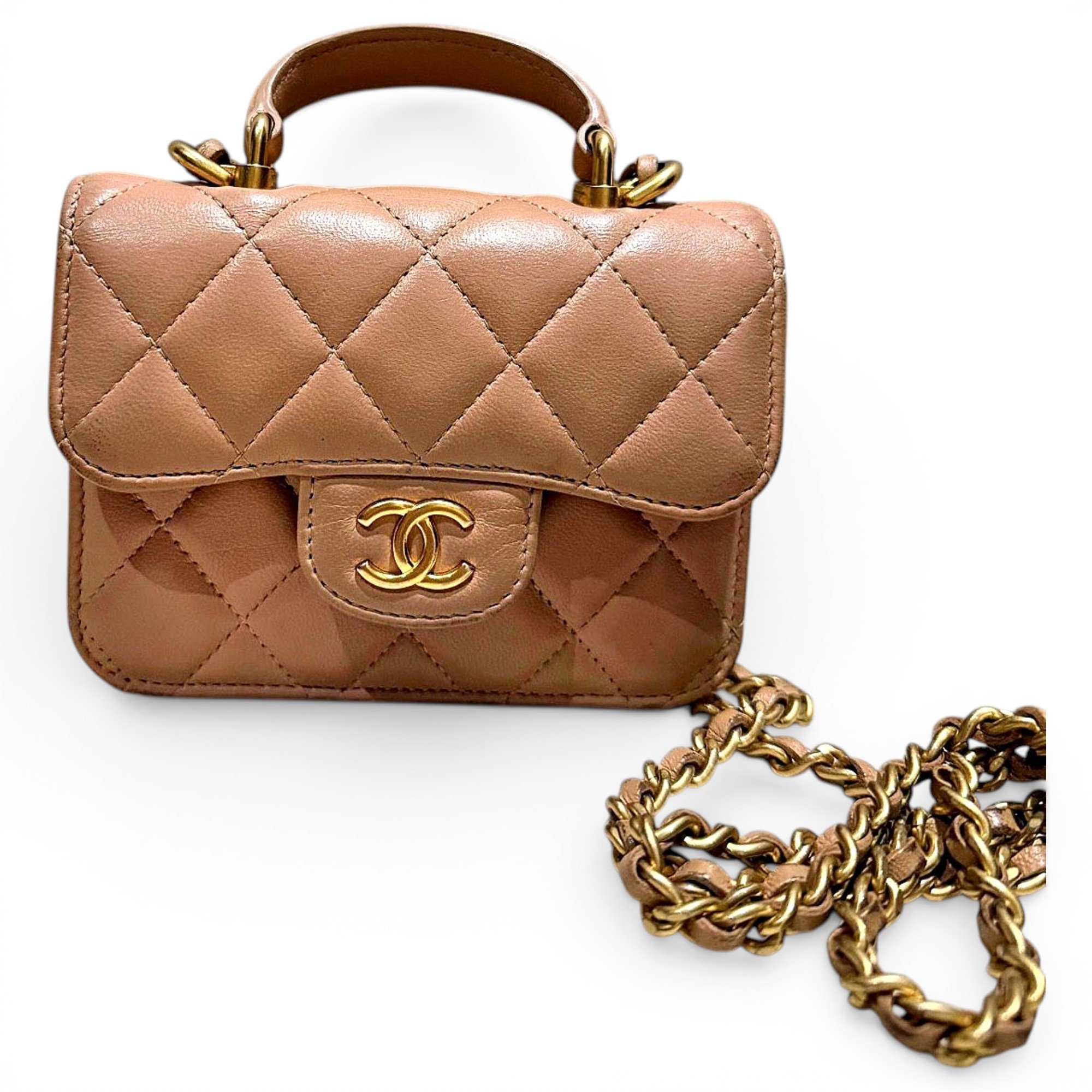 Trendy CC Top Handle leather handbag