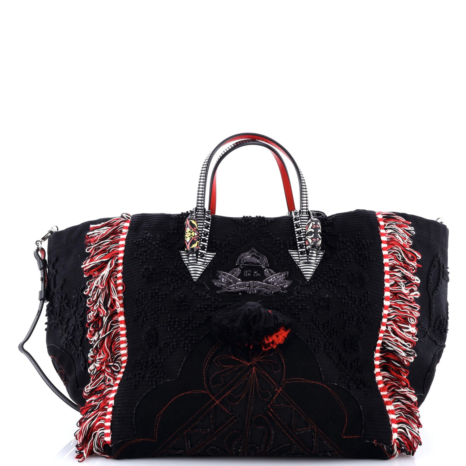 Christian Louboutin Caba Tote Motif Embroidered Jacquard Large