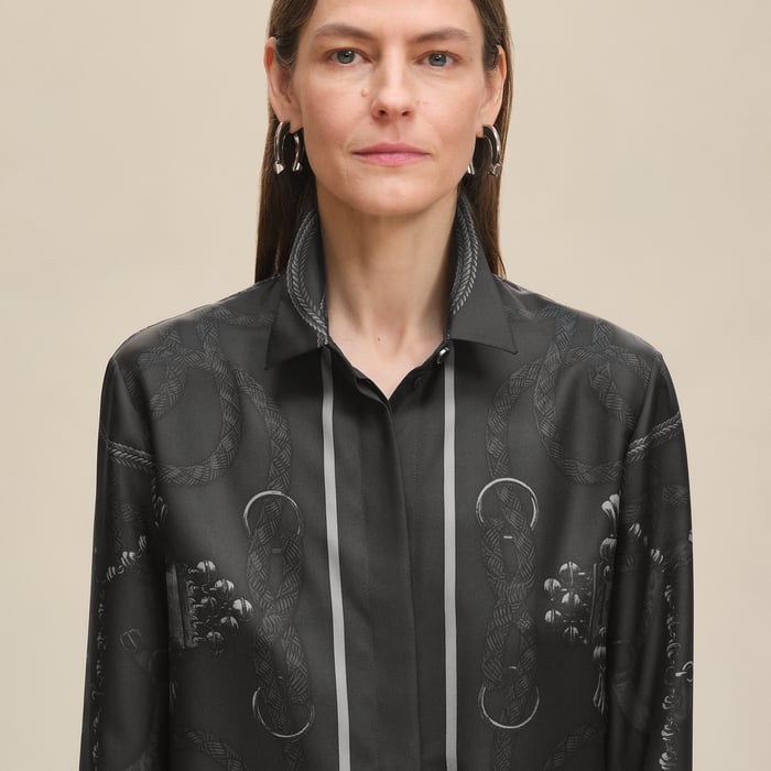 Gris Charbon Chemise Classique Imprimé « palefroi Remix »