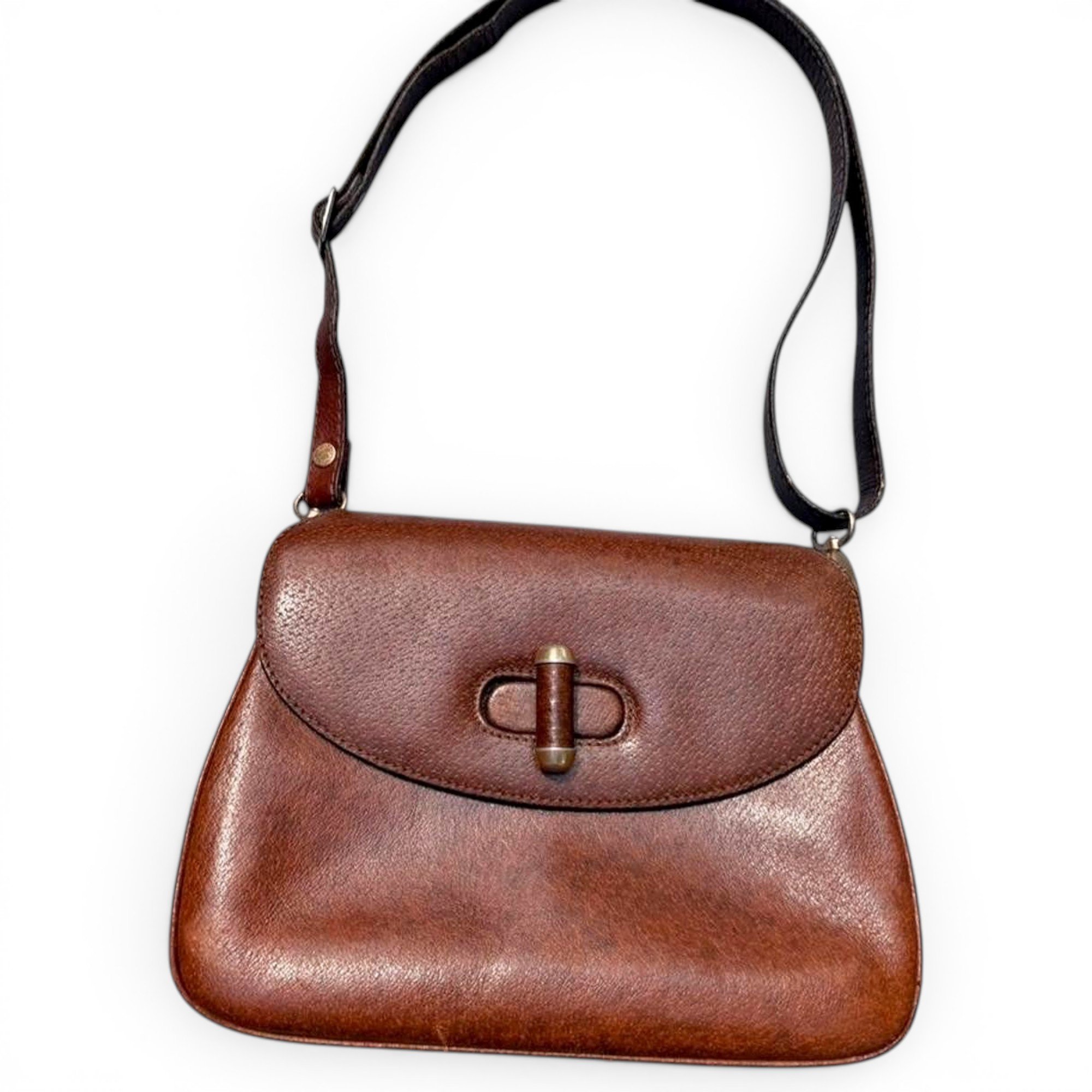 Convertible Bamboo Top Handle leather crossbody bag