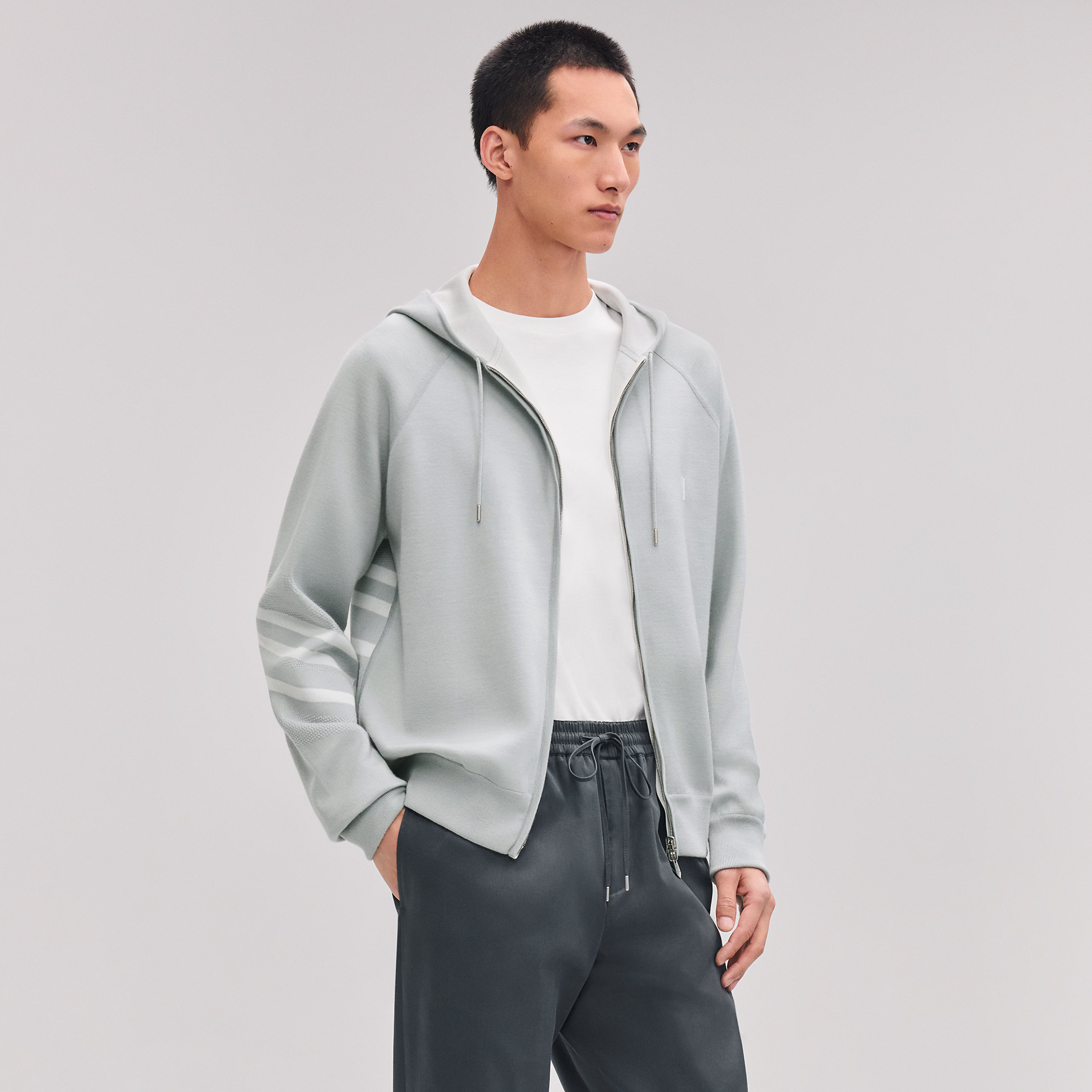 "H golf" reversible hooded jacket