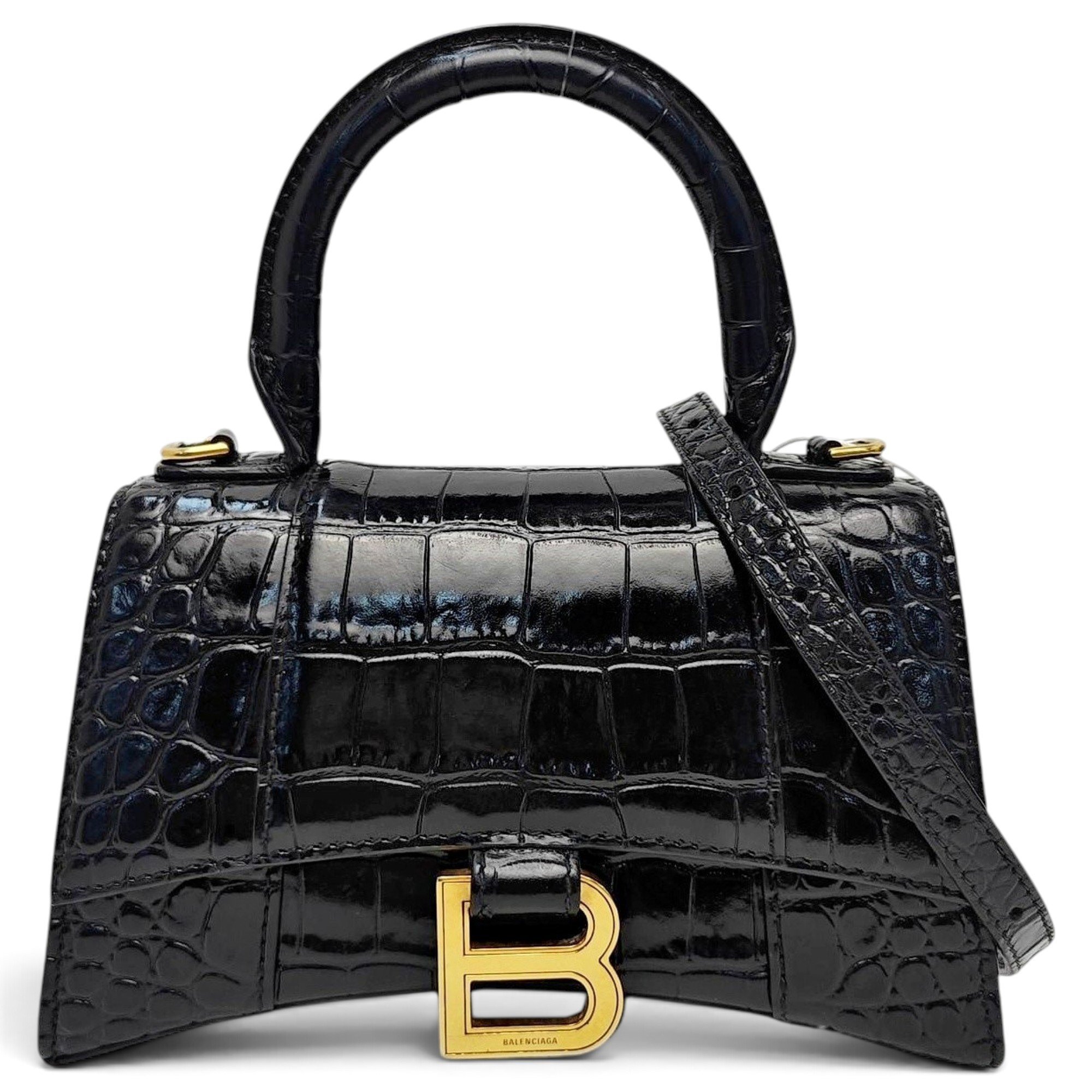 Hourglass leather handbag