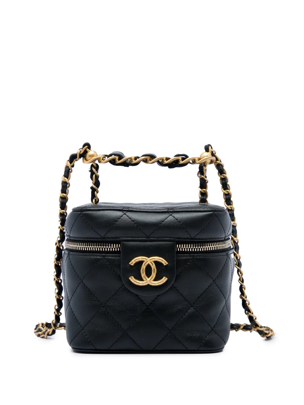 2021-2026 Small Quilted Calfskin Chain Bar Vanity Case with Chain satchel