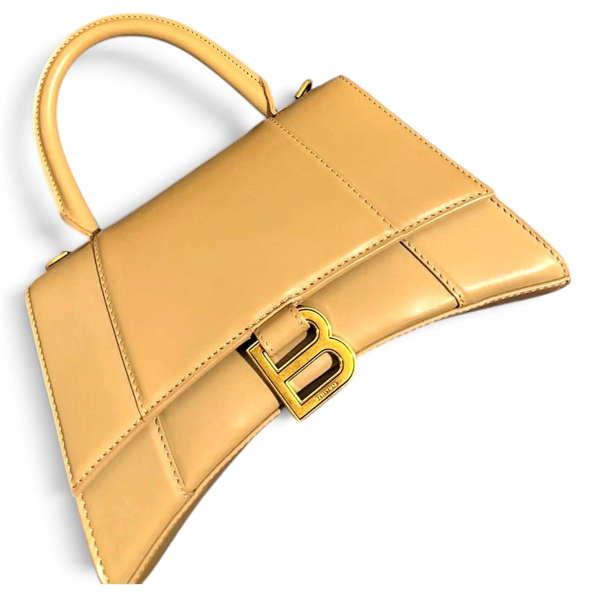 Hourglass leather handbag