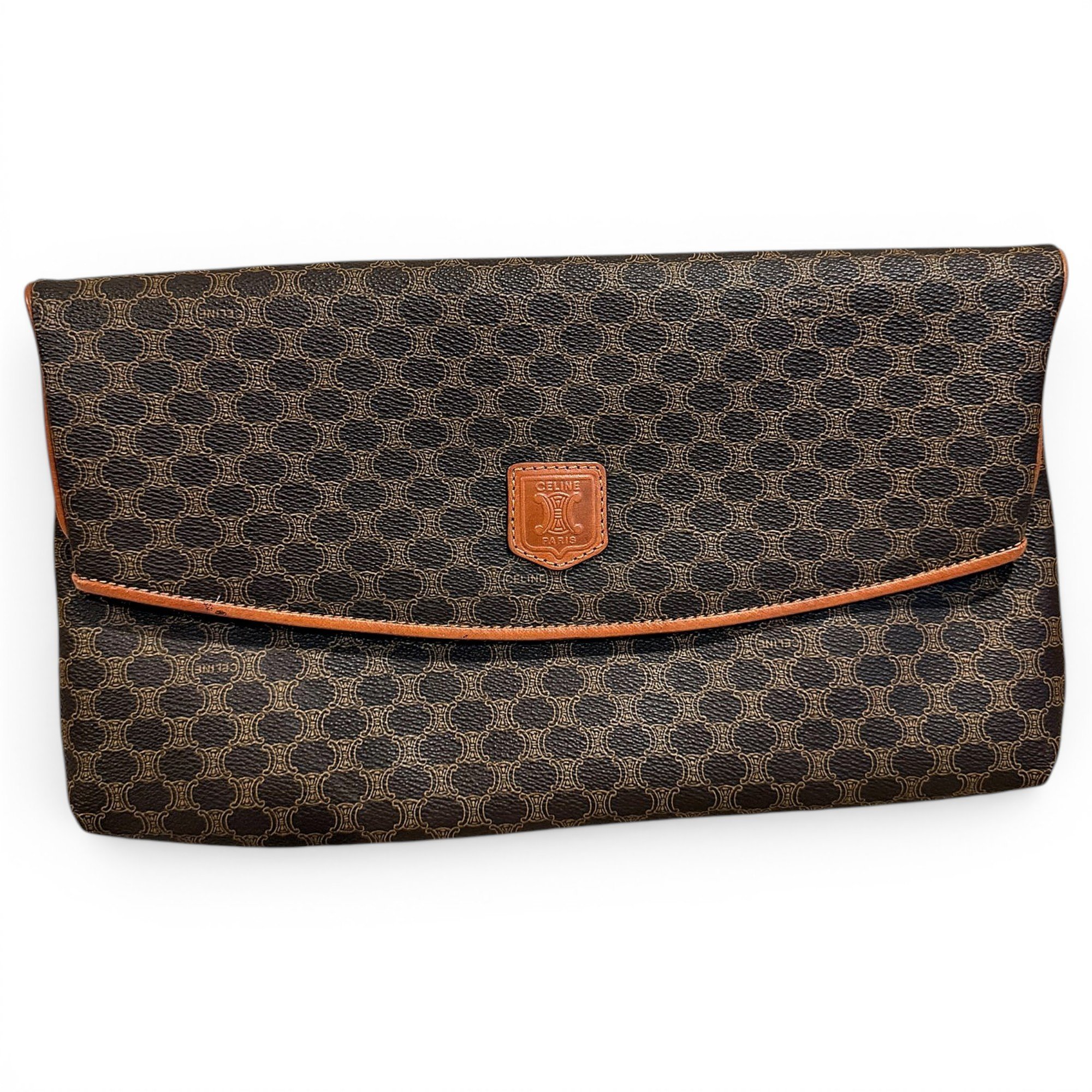 Triomphe Vintage leather clutch bag
