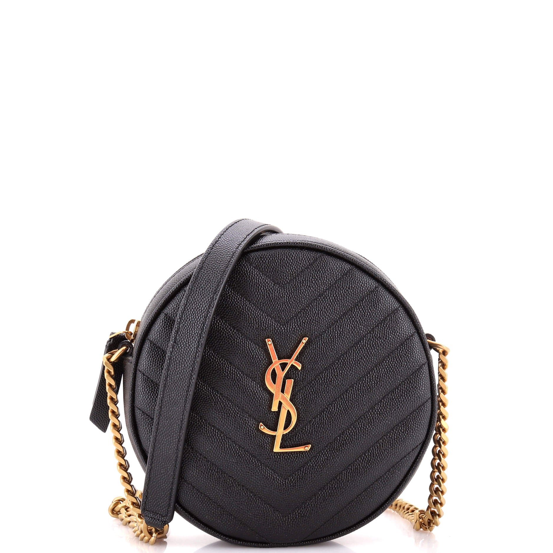Vinyle Round Camera Bag Matelasse Chevron Leather
