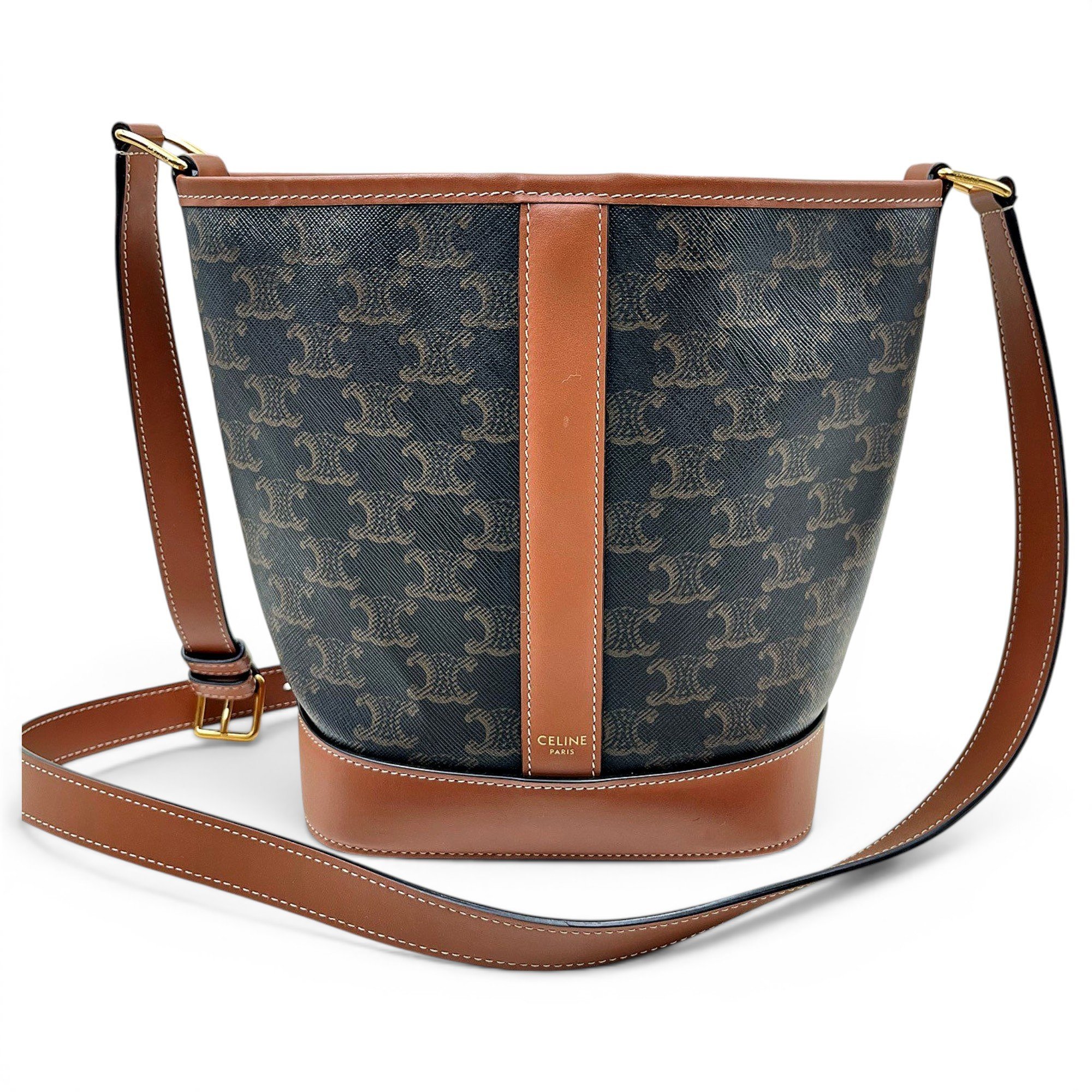 Clasp Bucket leather handbag