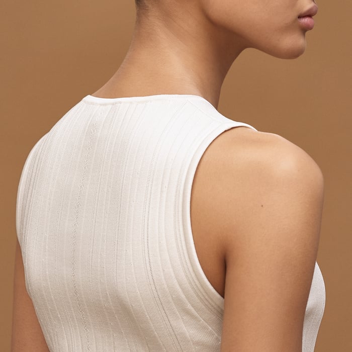 Blanc Céramique Long Sleeveless Dress