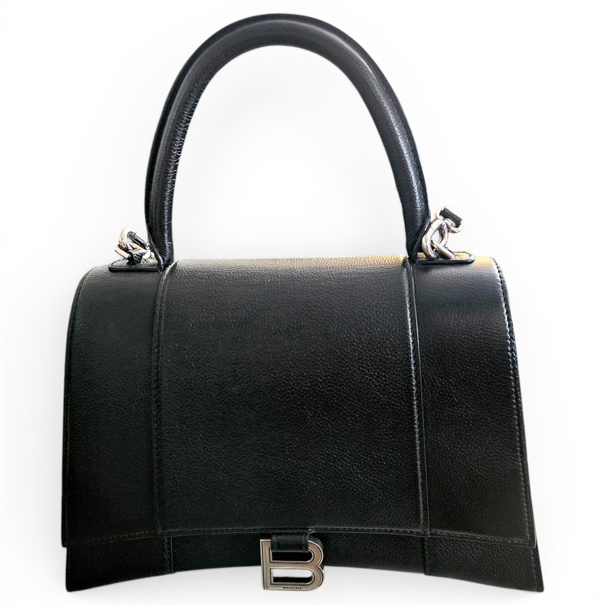 Hourglass leather handbag