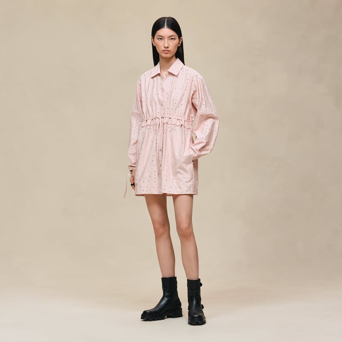 Rose Palomino Embroidered Drawstring Dress