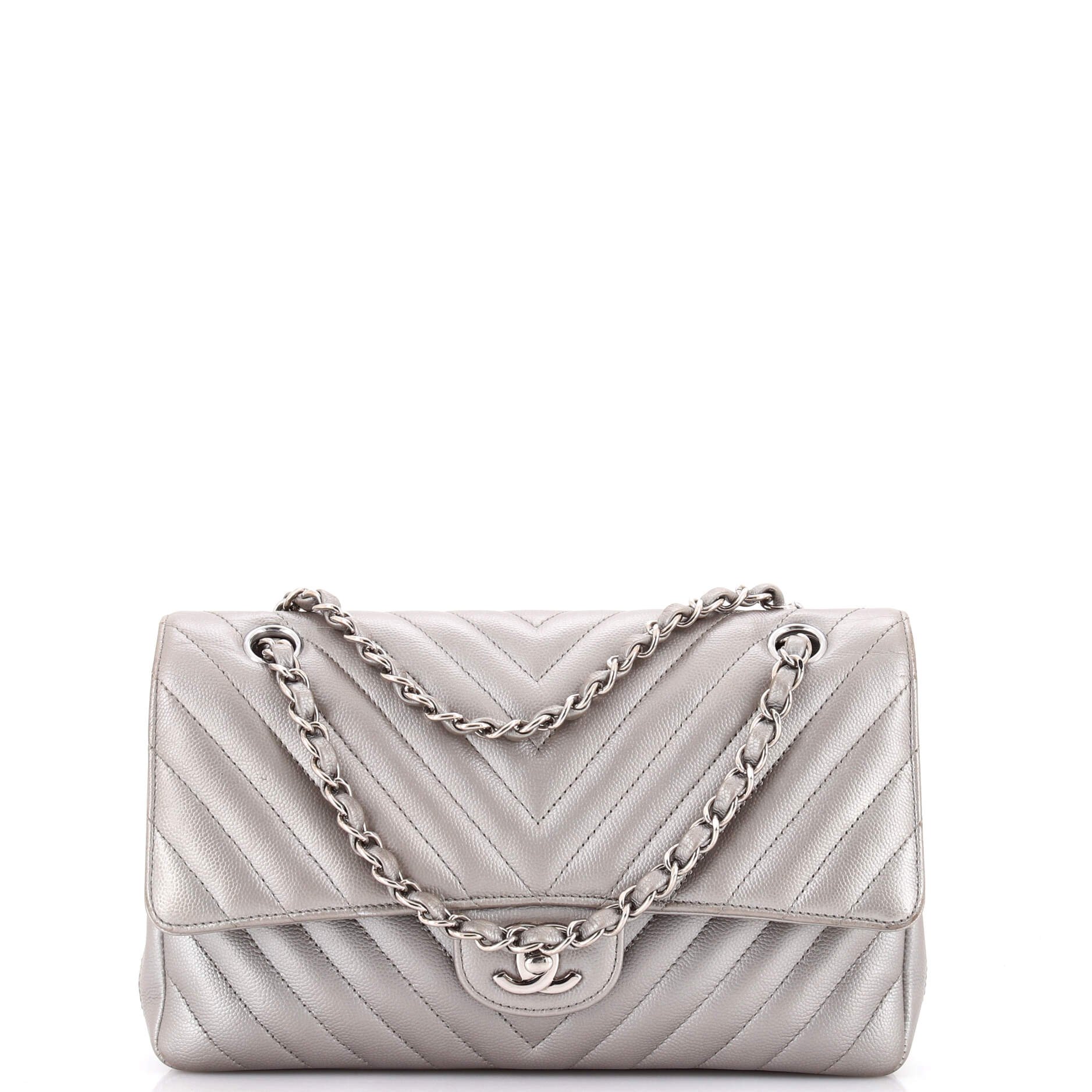 Classic Double Flap Bag Chevron Caviar Medium
