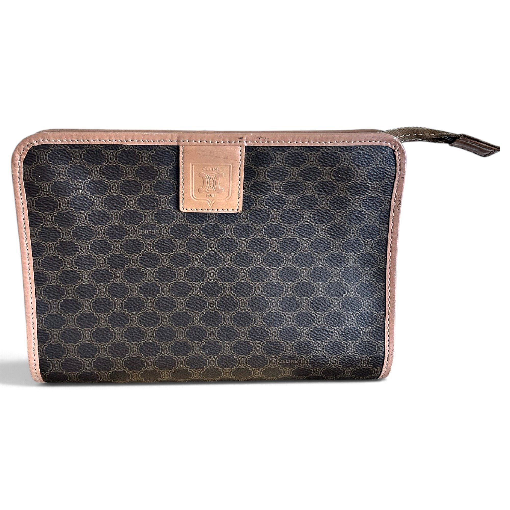Triomphe Vintage leather clutch bag