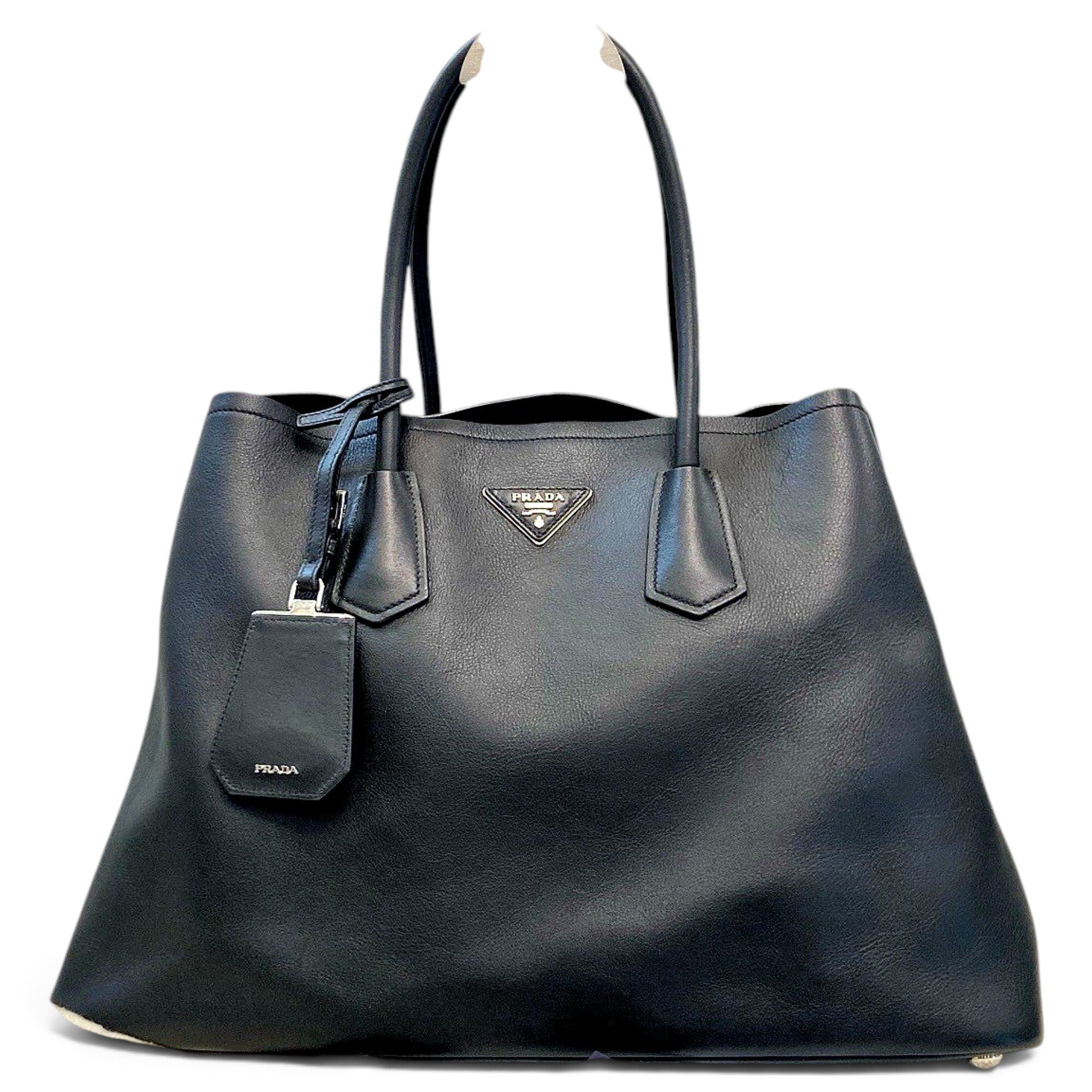 Double leather handbag
