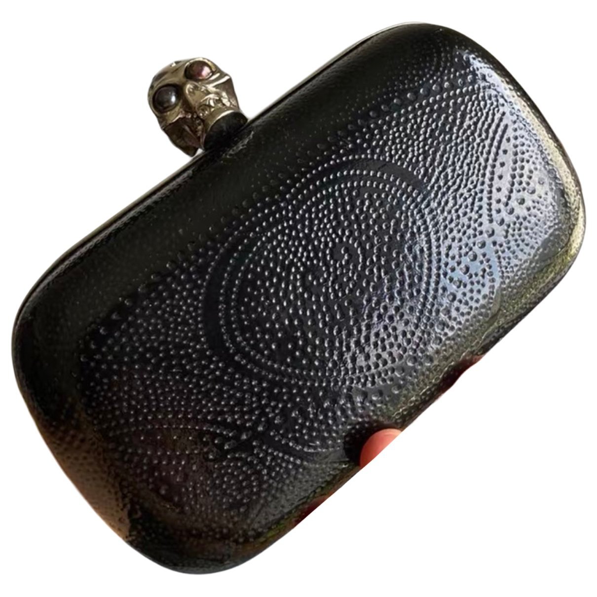 Skull leather clutch bag