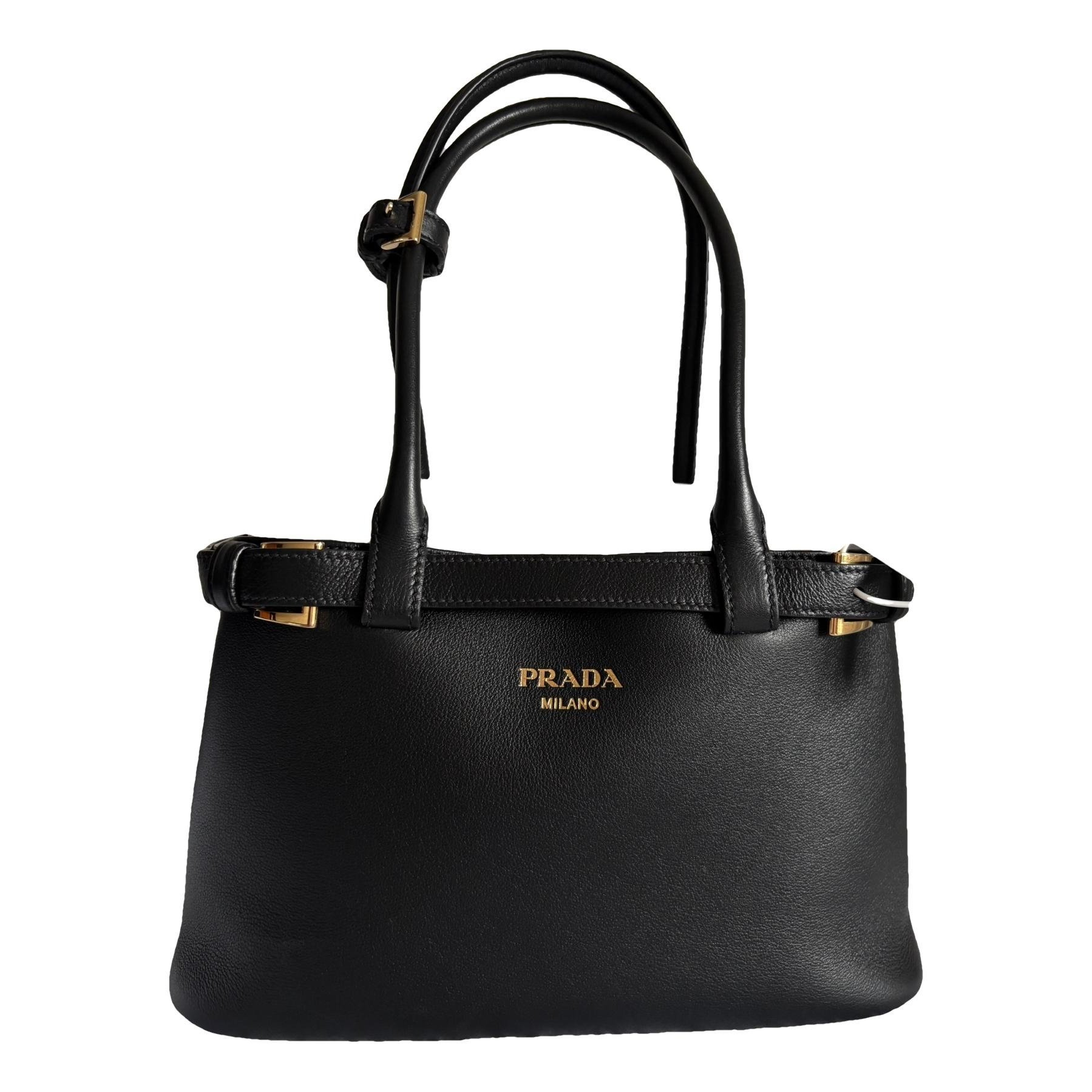Buckle leather handbag