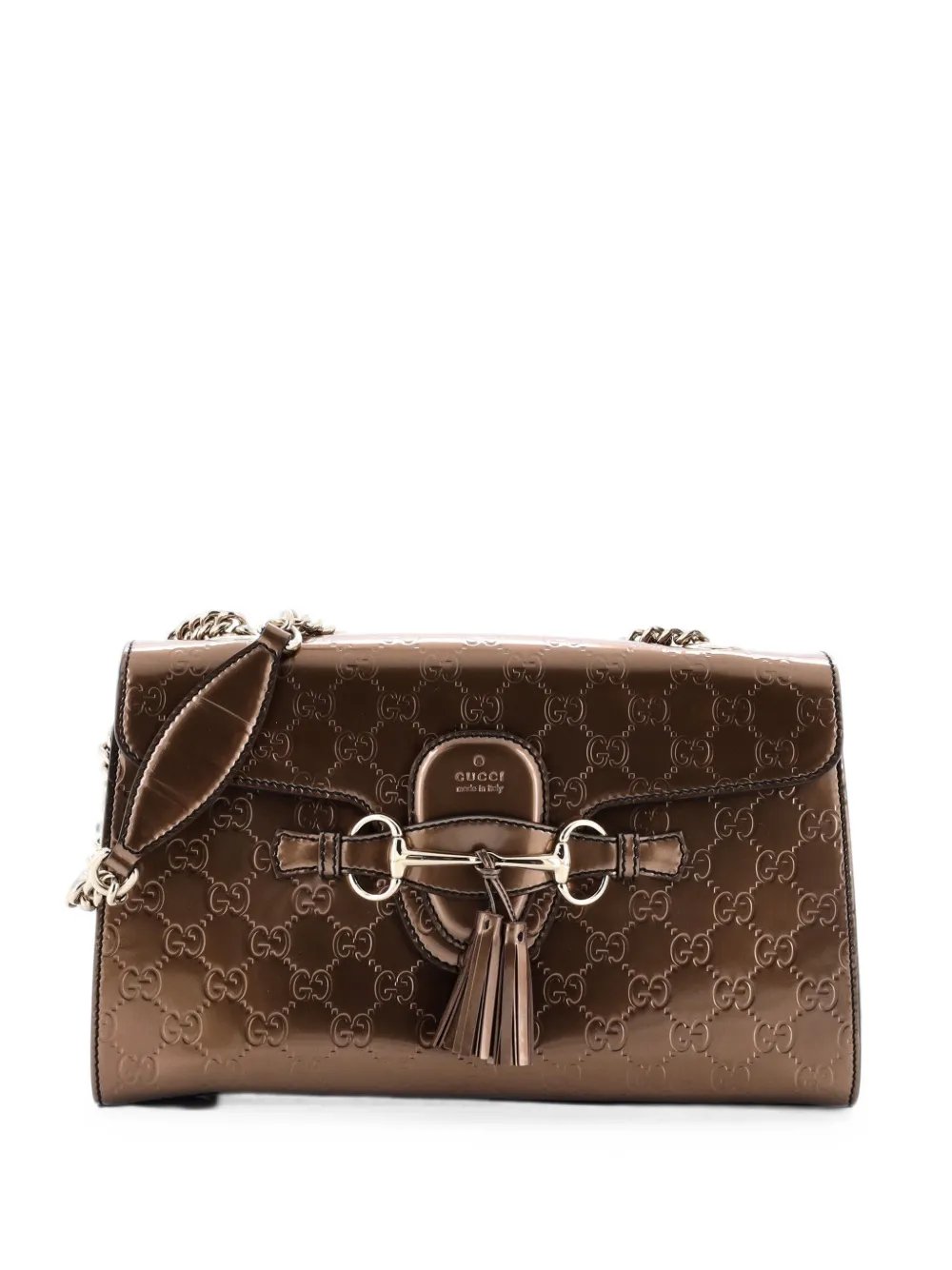 Emily Chain Flap Bag Guccissima Patent Medium shoulder bag