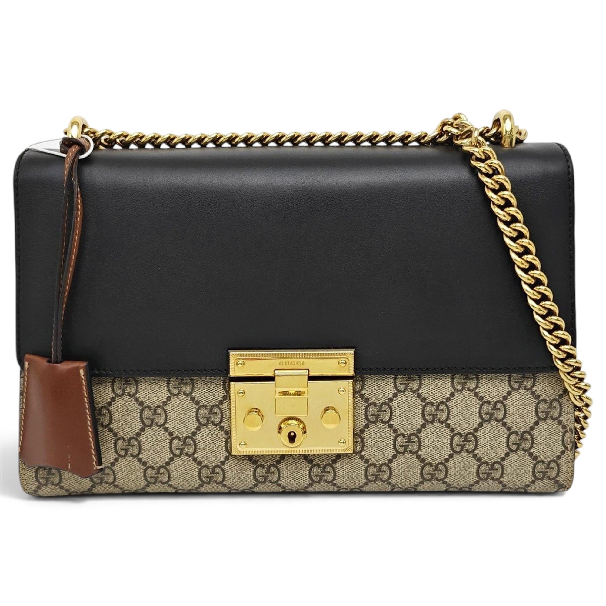 Padlock leather handbag