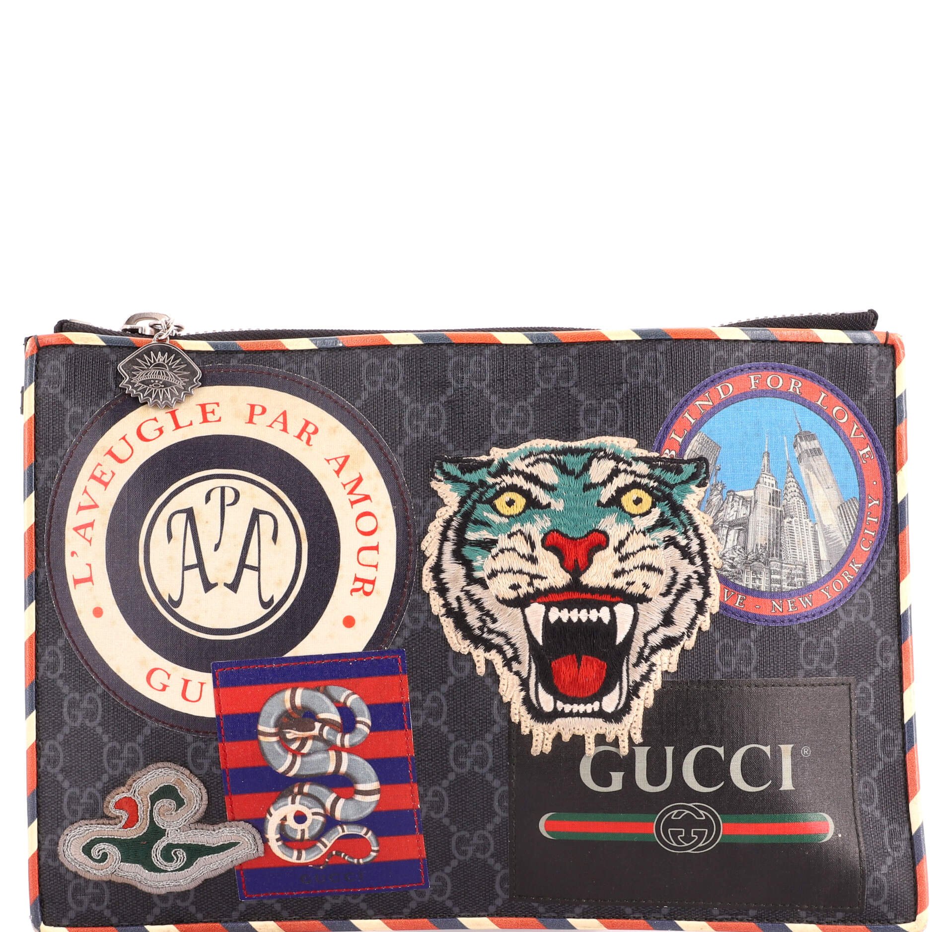 Night Courrier Pouch GG Coated Canvas with Applique