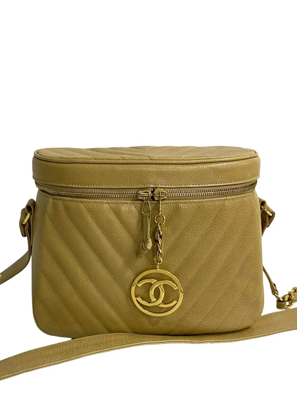 1989-1991 CC Chevron Caviar Vanity Case with Chain crossbody bag