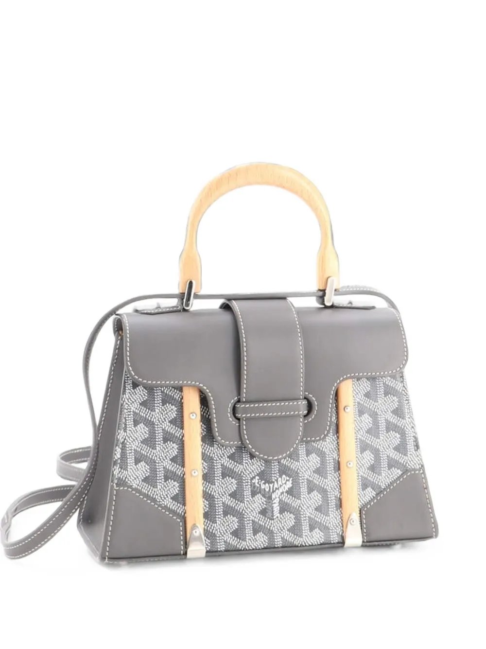 Structured Saigon Top Handle Bag Coated Canvas with Leather Mini satchel