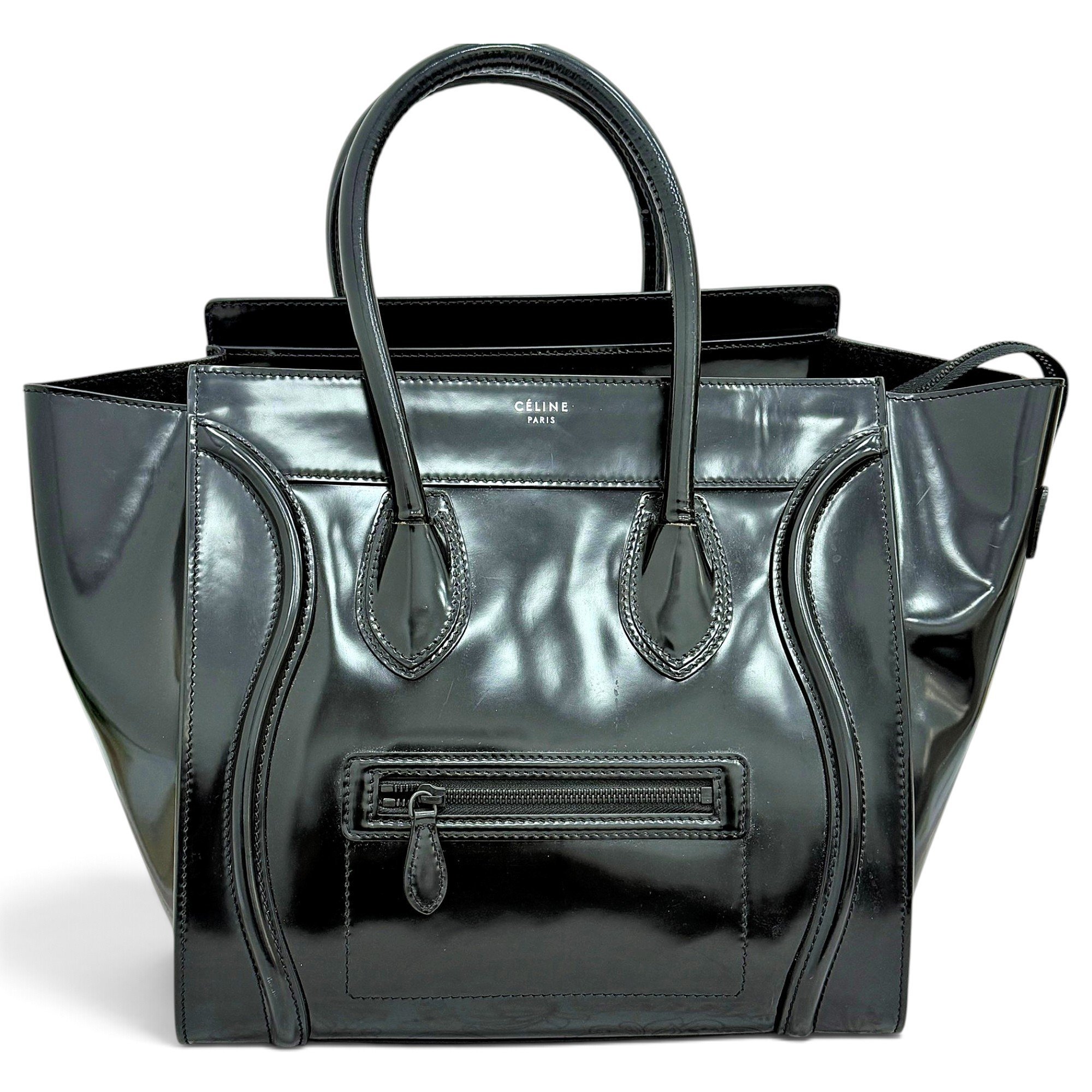 Luggage patent leather handbag