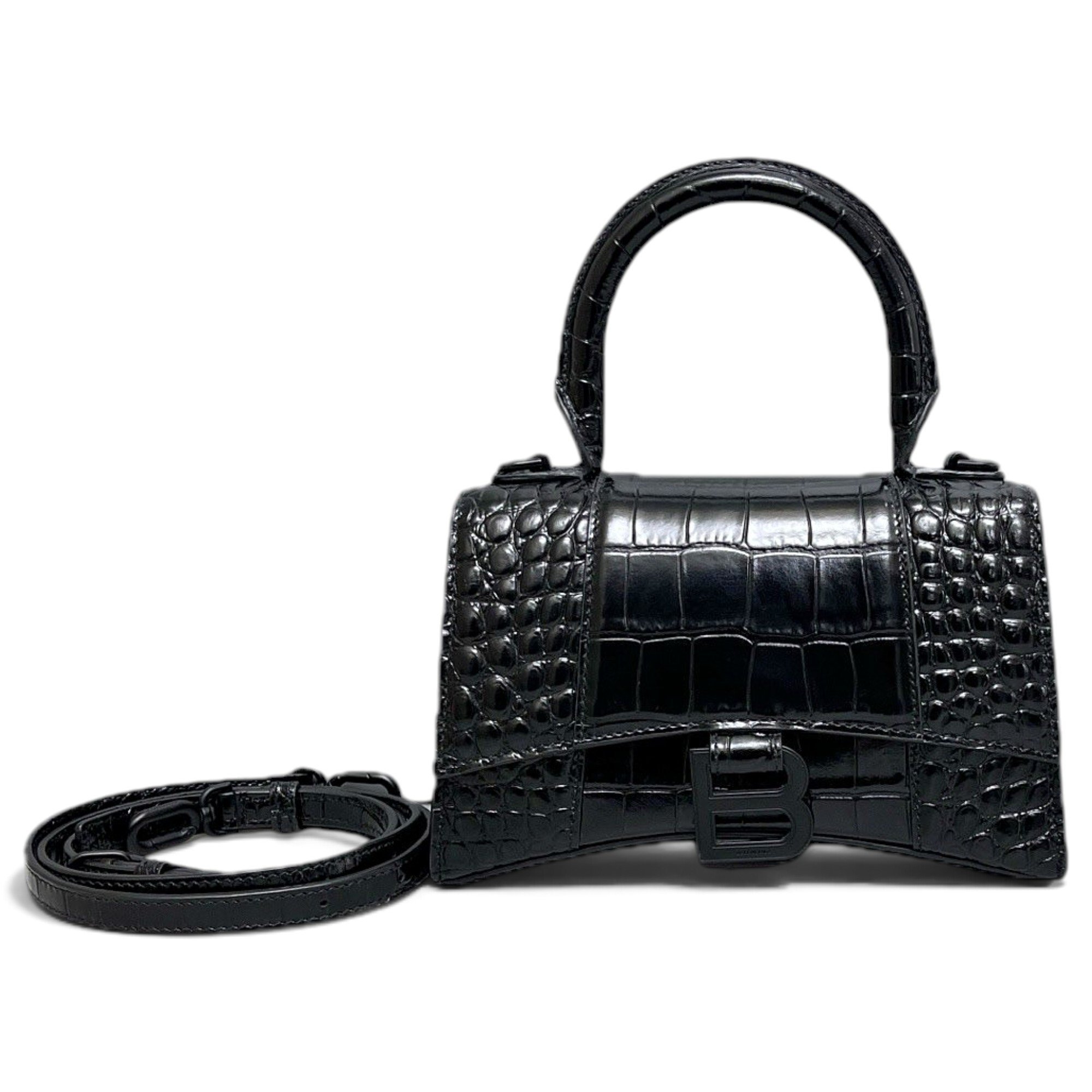Hourglass leather handbag