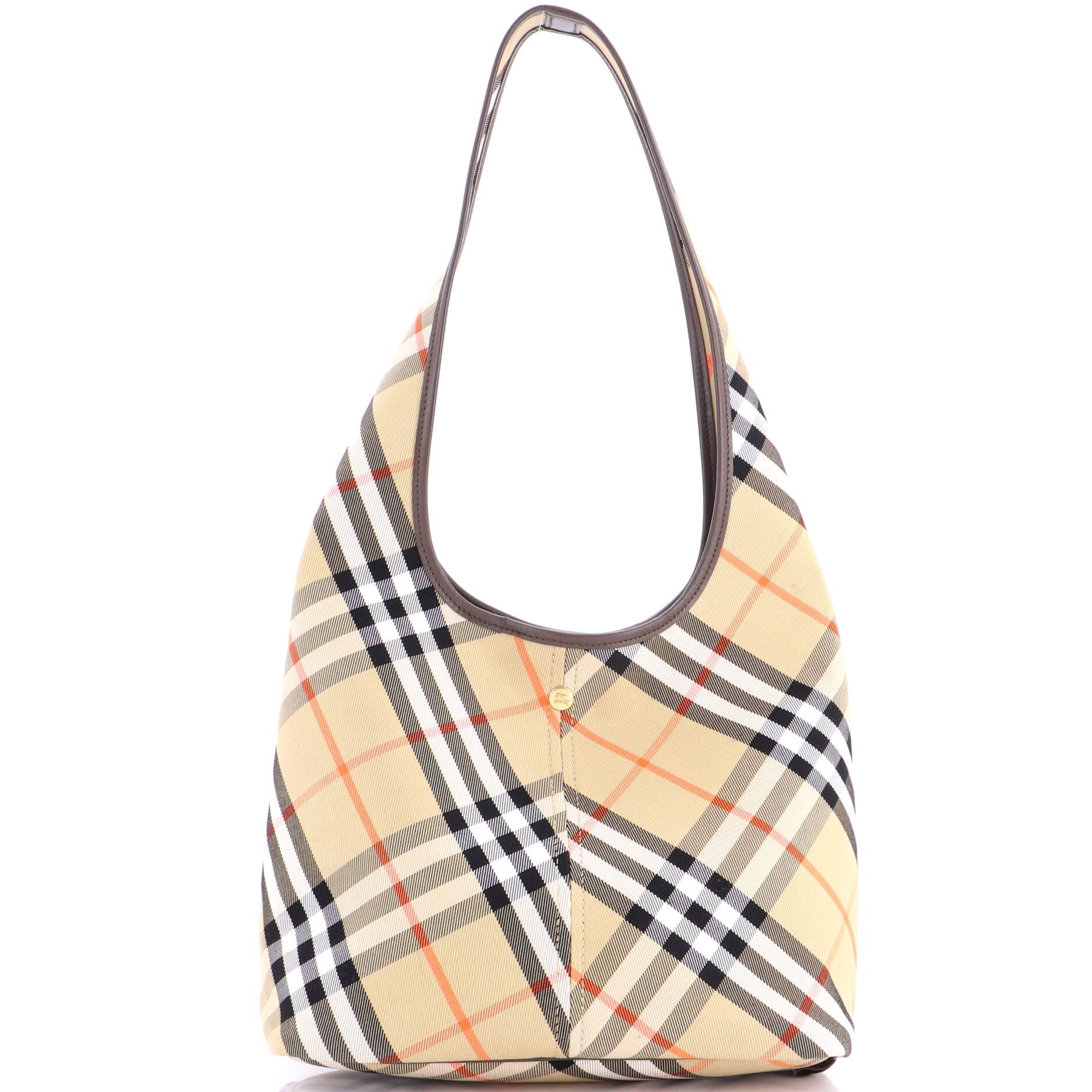 Hobo Shoulder Bag Vintage Check Canvas Small