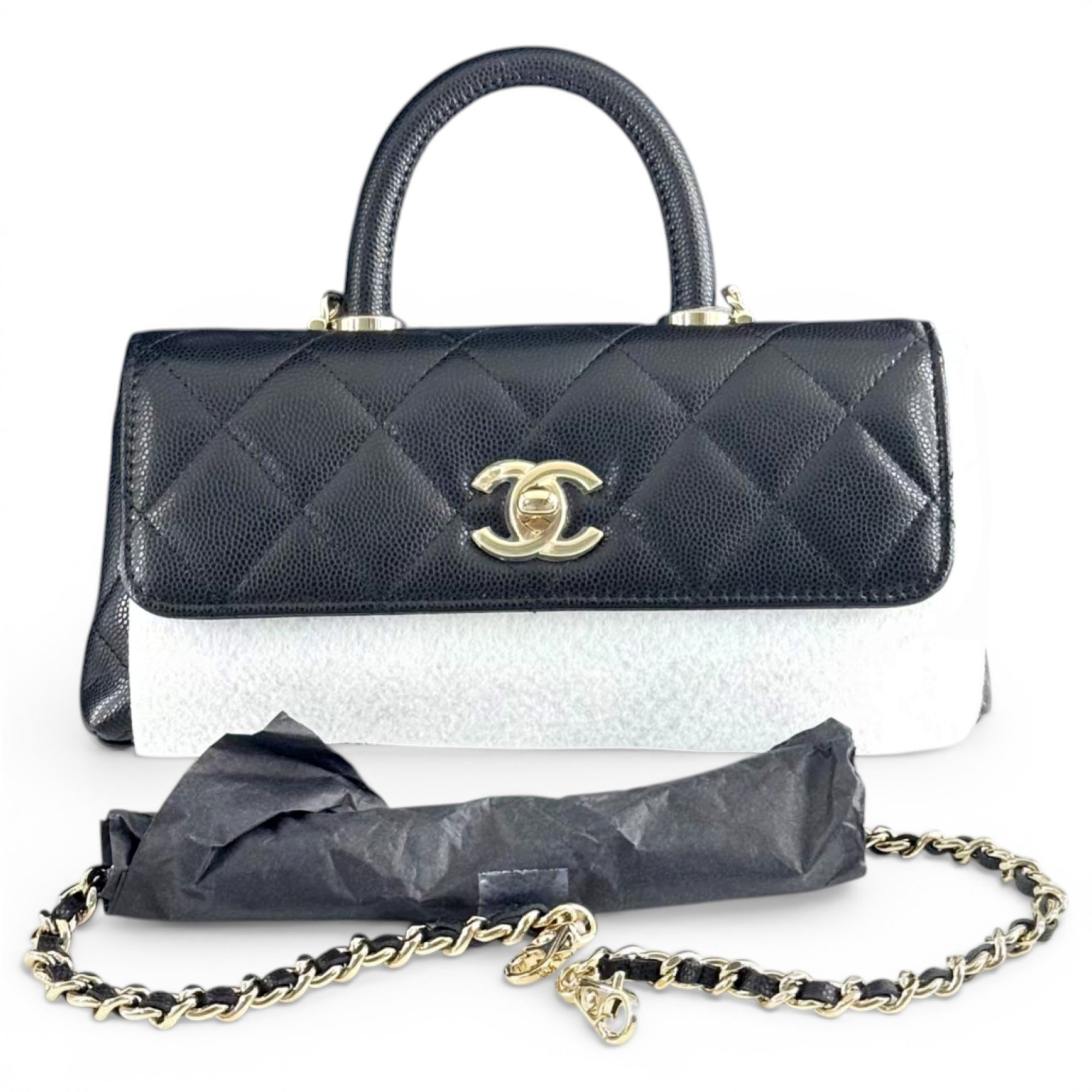 Trendy CC Top Handle leather handbag