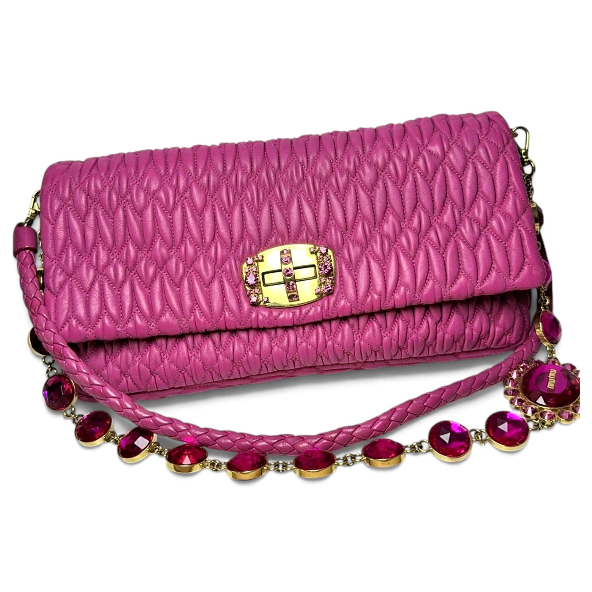 Miu Crystal leather handbag
