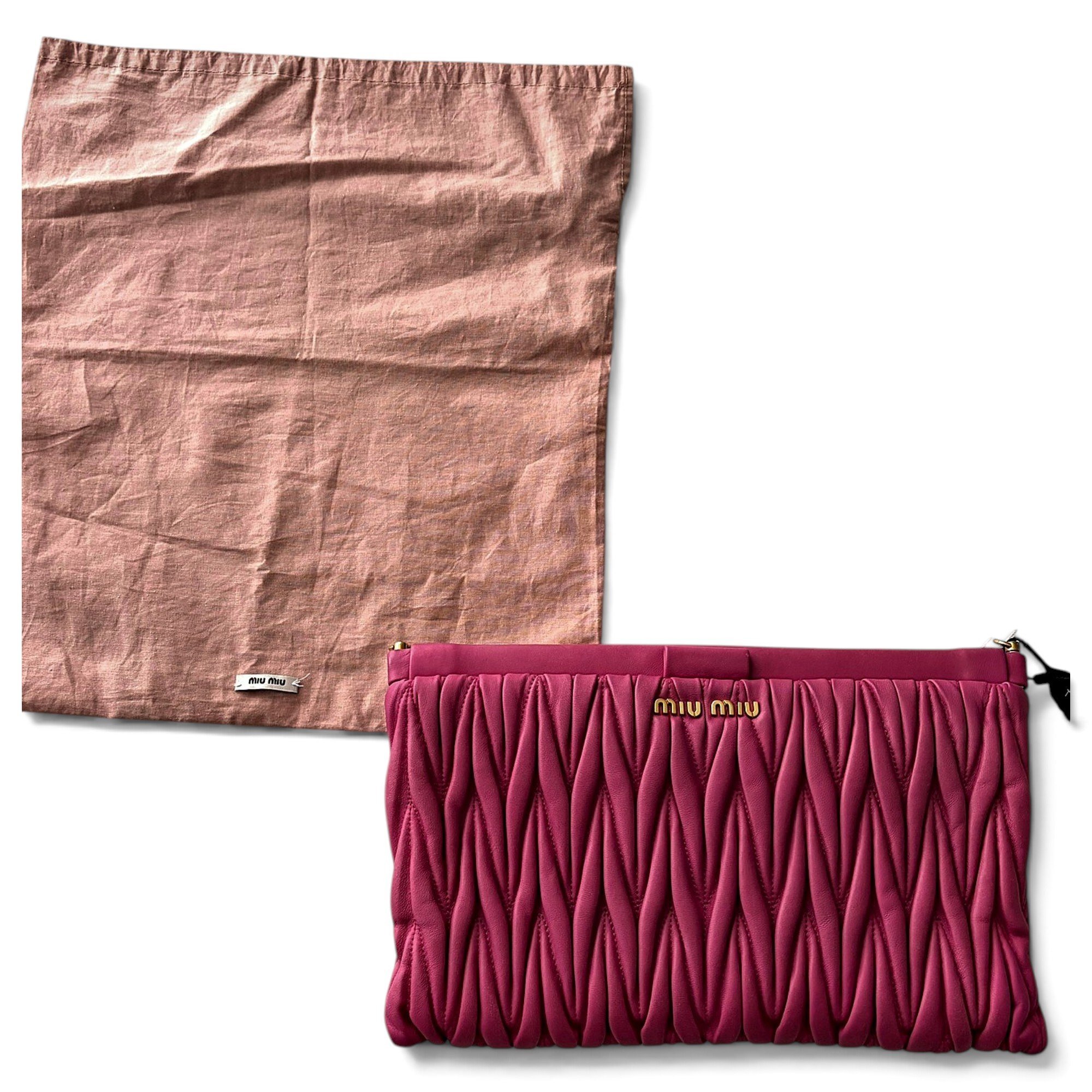 Matelassé leather clutch bag