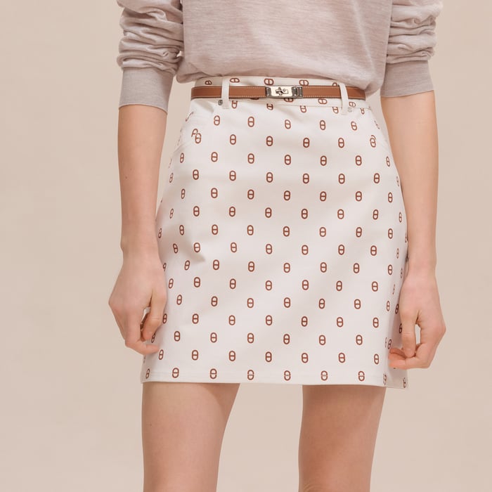 Marron Fauve "Chaine d'Ancre" Denim Miniskirt