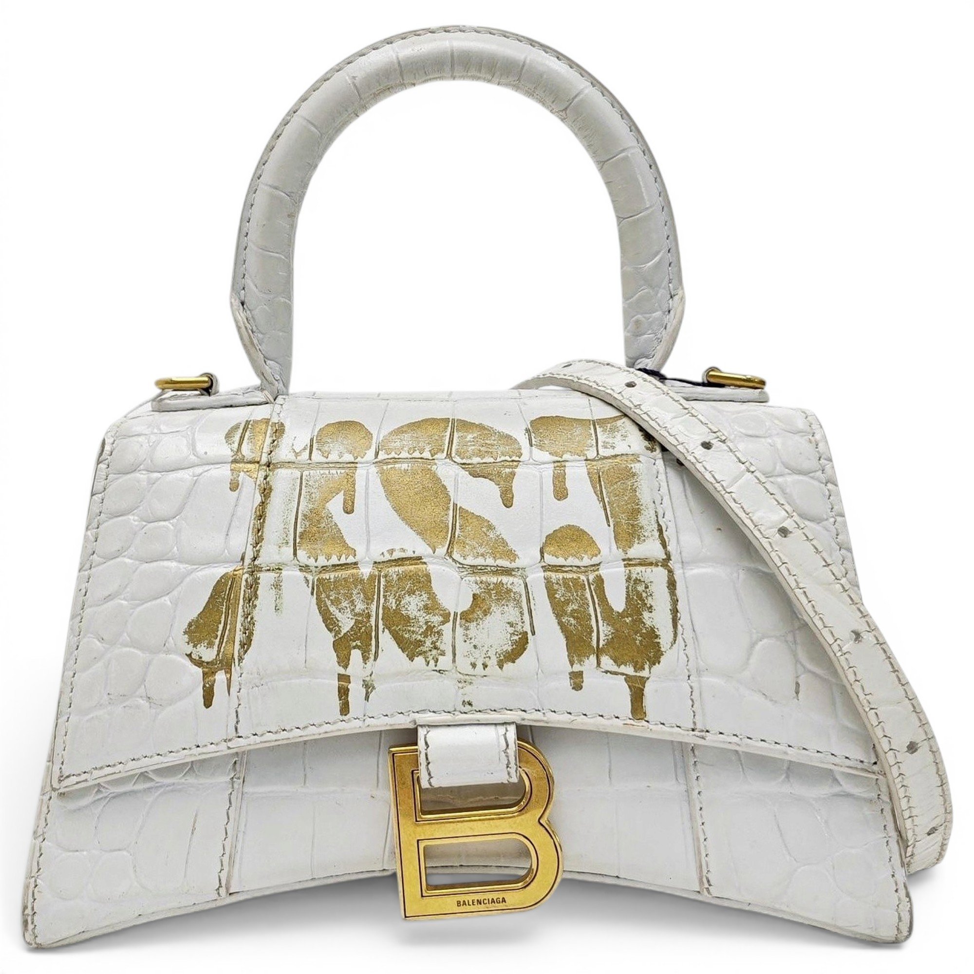 Hourglass leather handbag