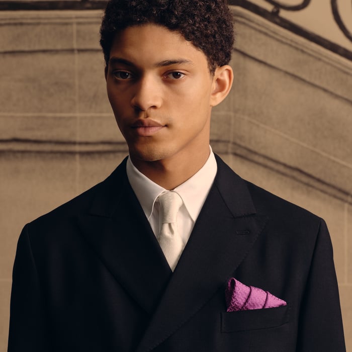 Crocus Faconnee Upside Down Pocket Square 45