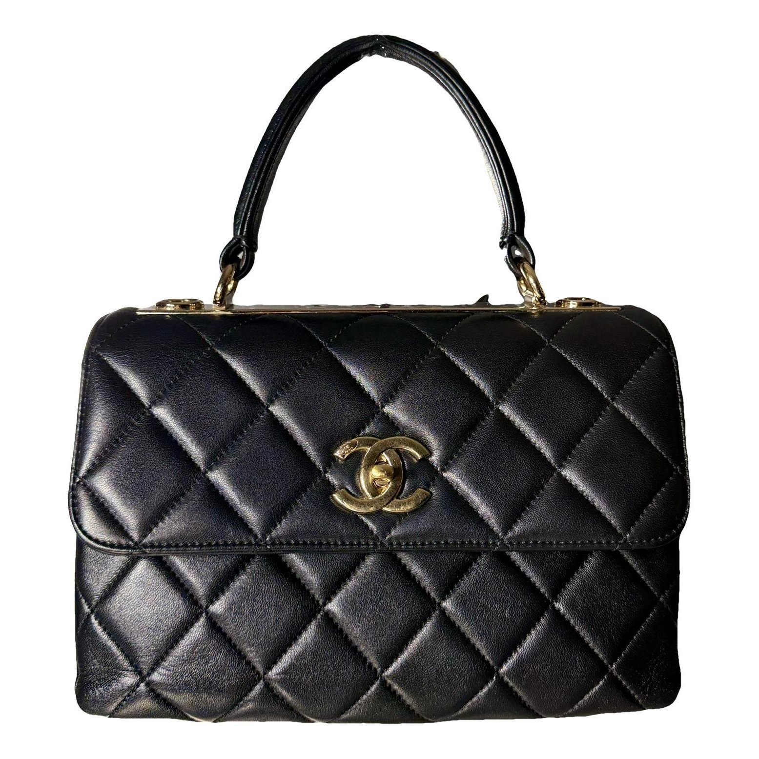 Trendy CC Top Handle leather handbag