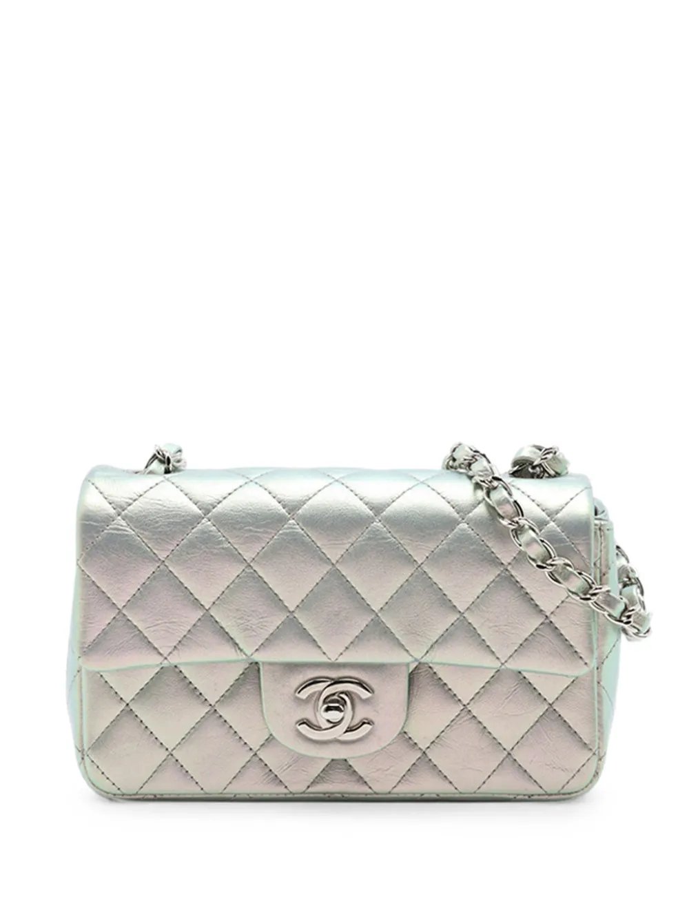 2021-2026 Mini Rectangular Classic Iridescent Calfskin Single Flap crossbody bag