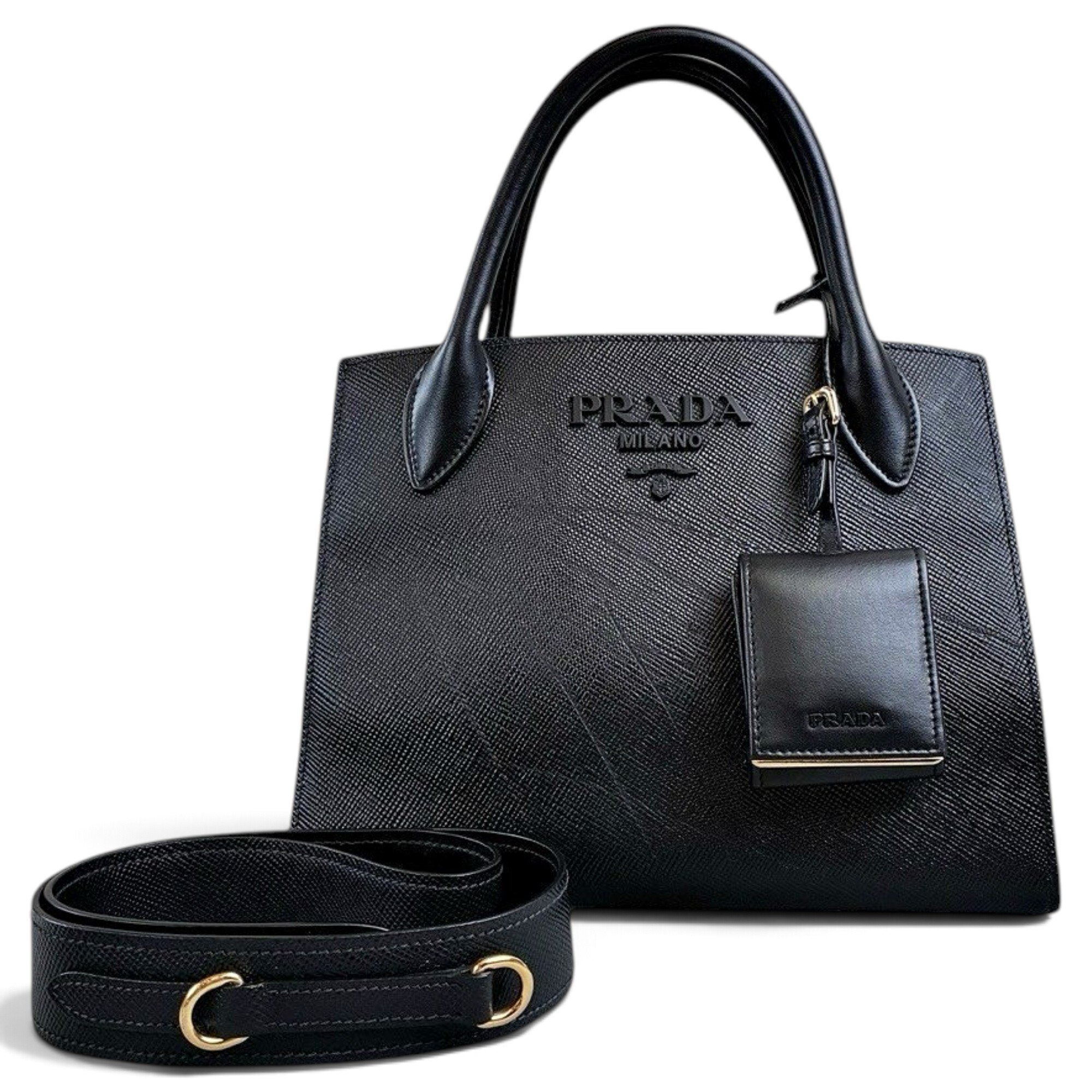 Monochrome leather handbag