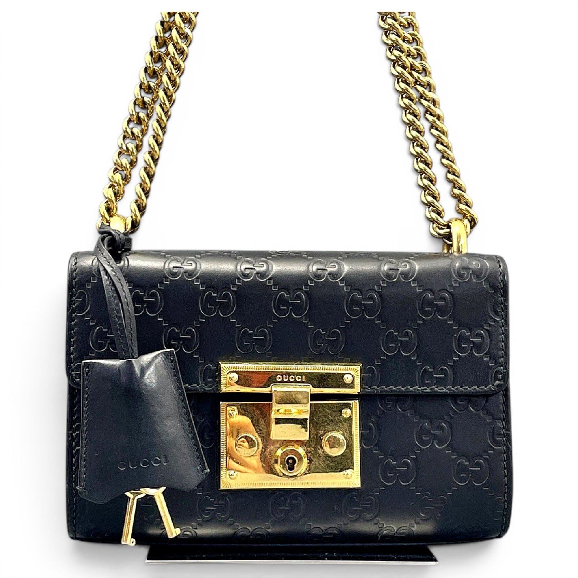 Padlock leather handbag
