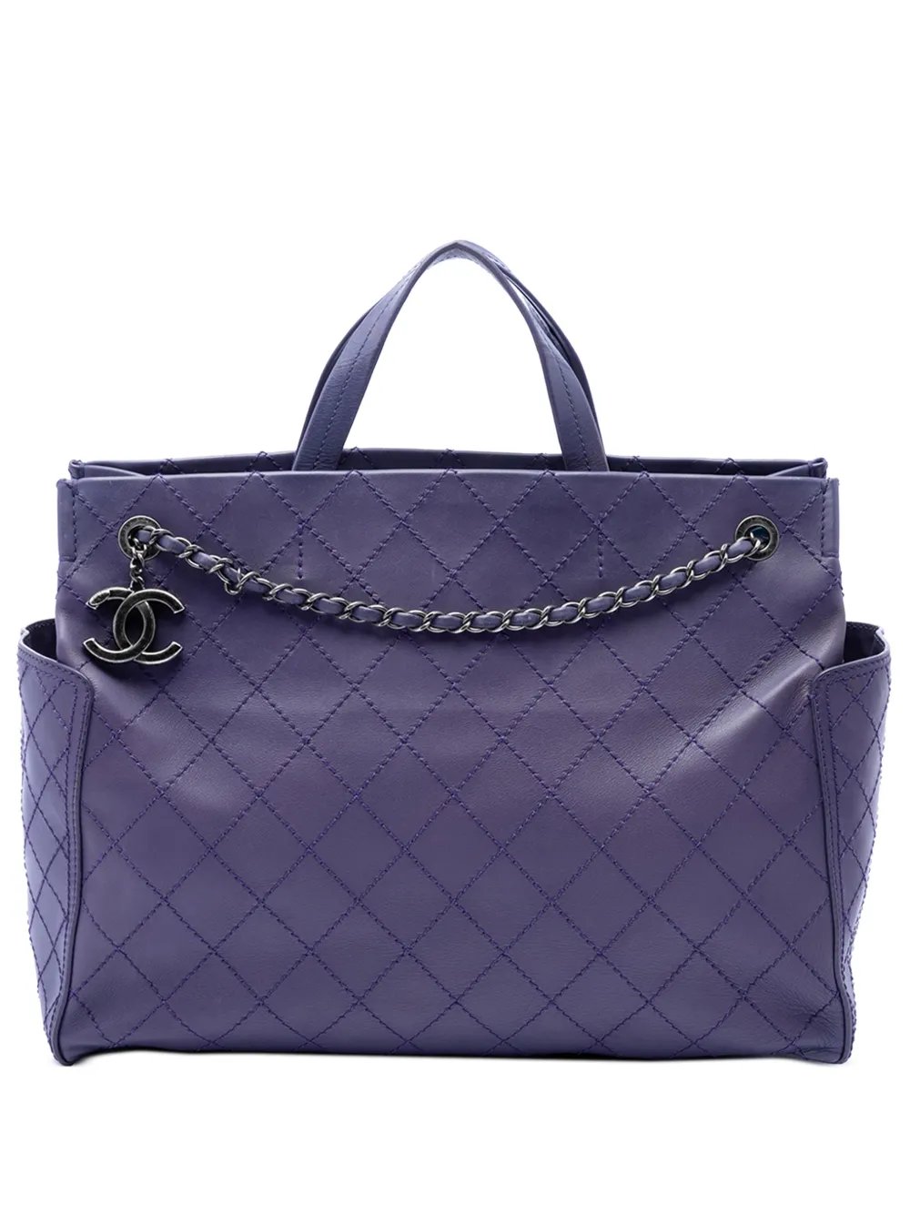 2014-2015 Large CC Quilted Calfskin Pocket Tote satchel
