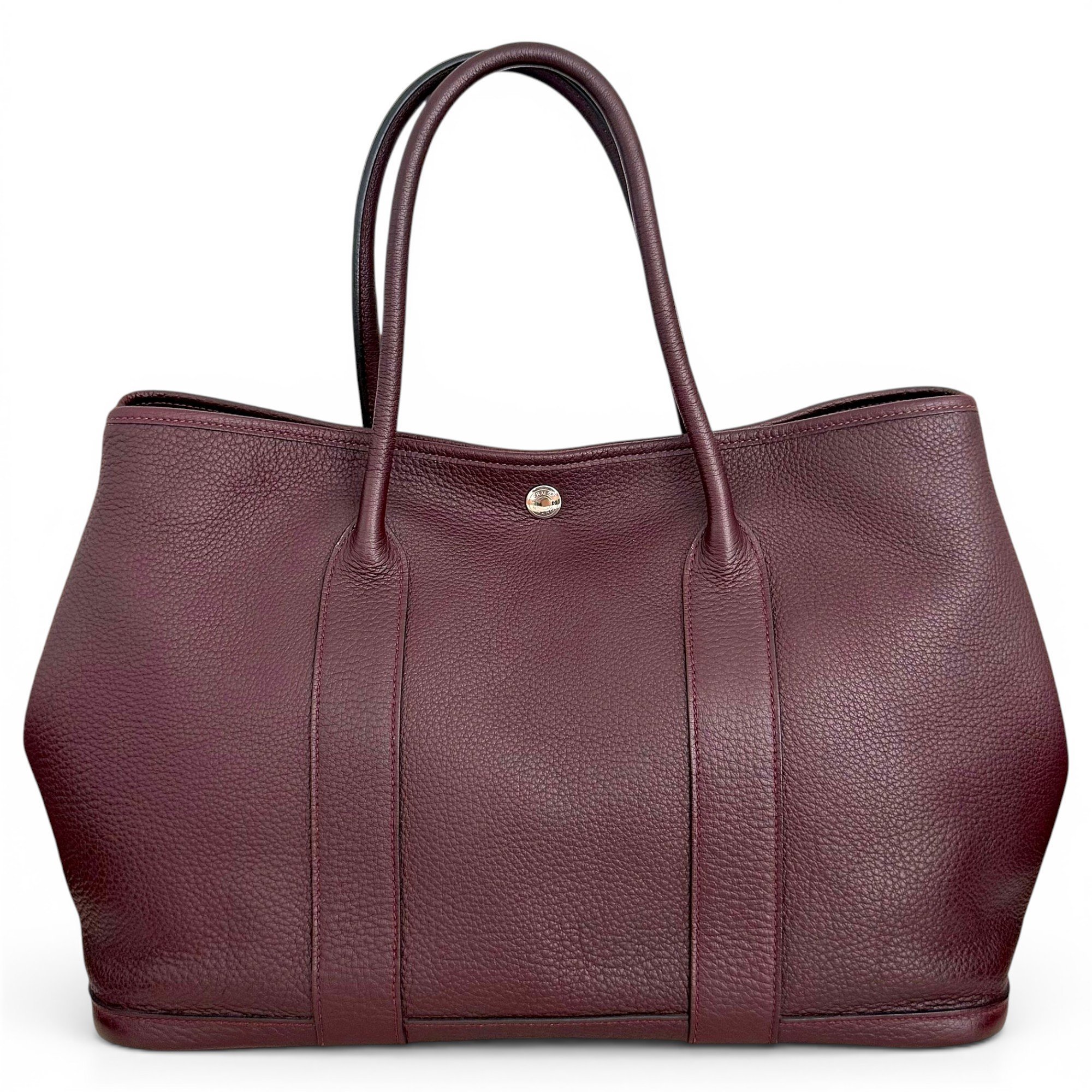 Hermes Garden Party Handbag Prune Negonda Leather 1404