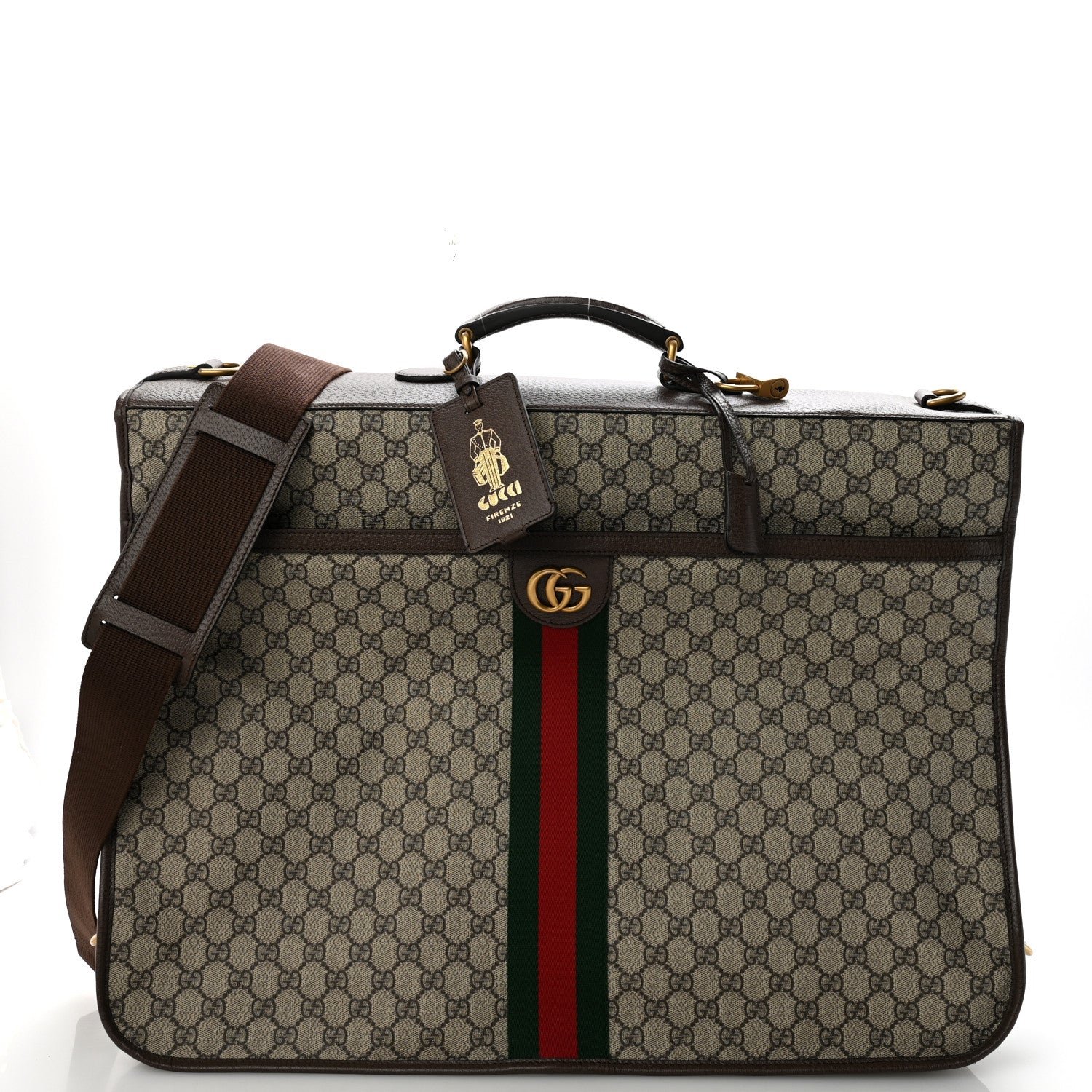 Gucci GG Supreme Monogram Web Savoy Garment Bag Beige Ebony New Acero