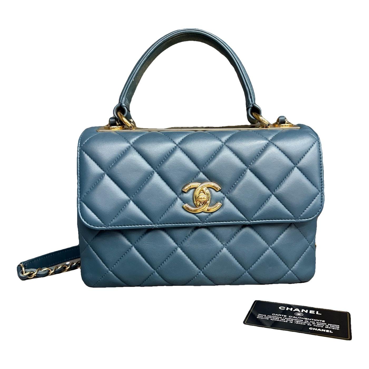 Trendy CC Top Handle leather handbag
