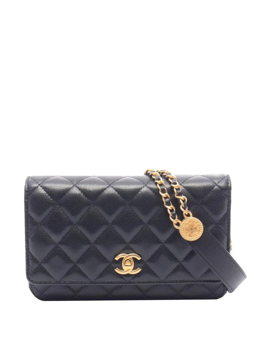2021-2026 CC Quilted Caviar Coin Wallet on Chain crossbody bag