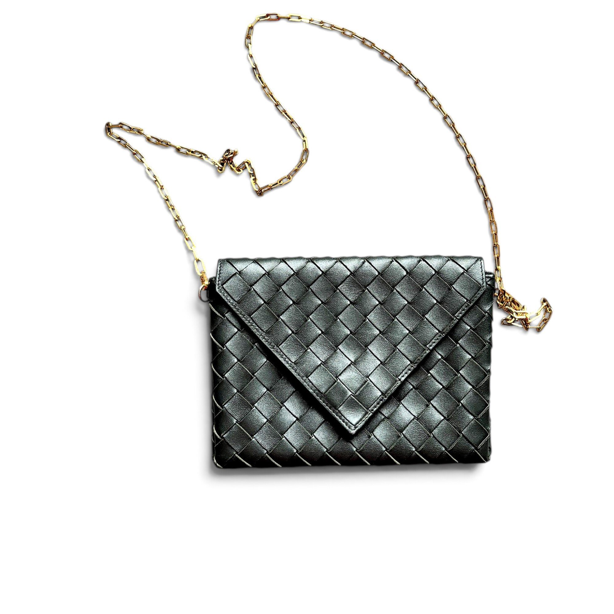 Clip leather handbag