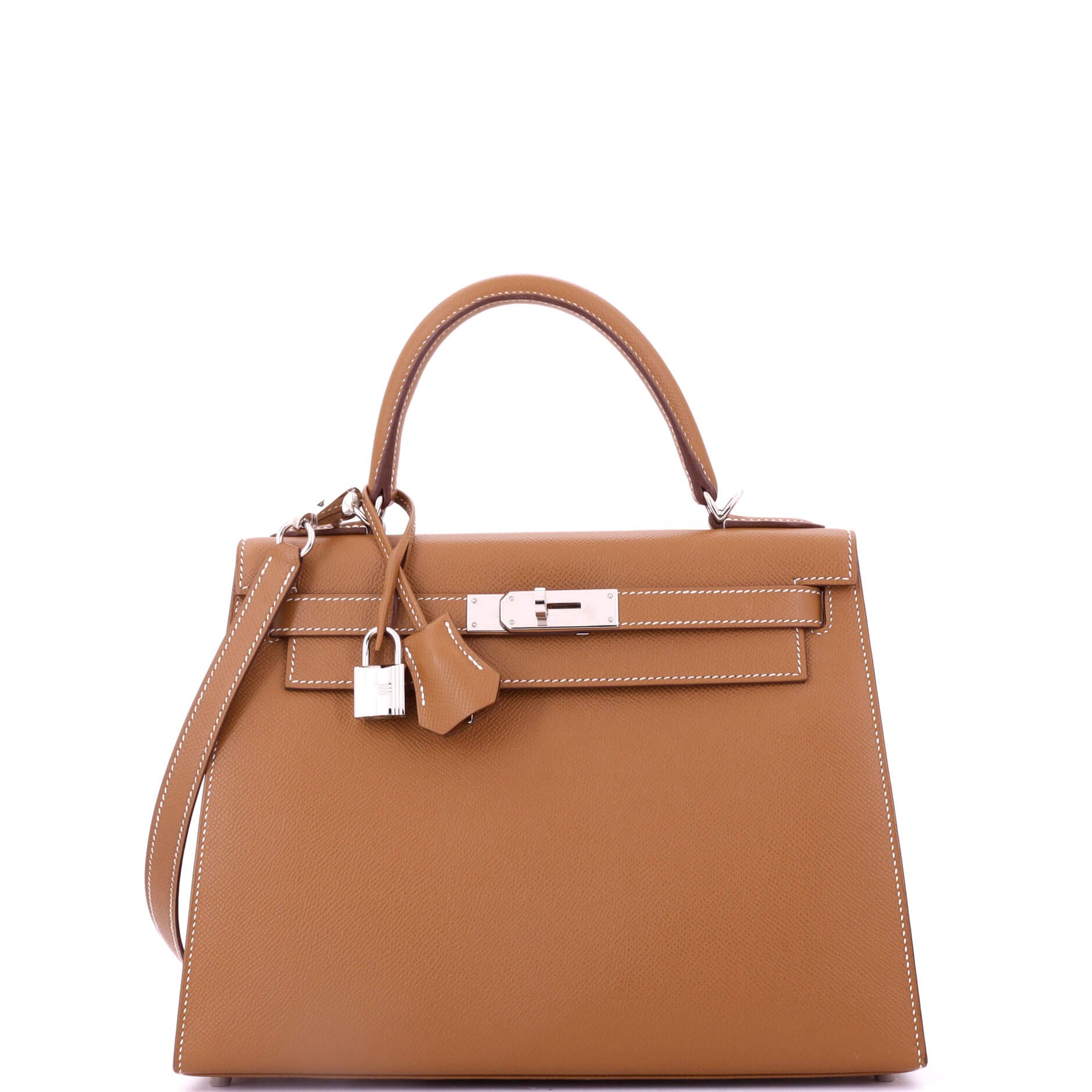 Hermes Kelly Handbag Gold Epsom with Palladium Hardware 28