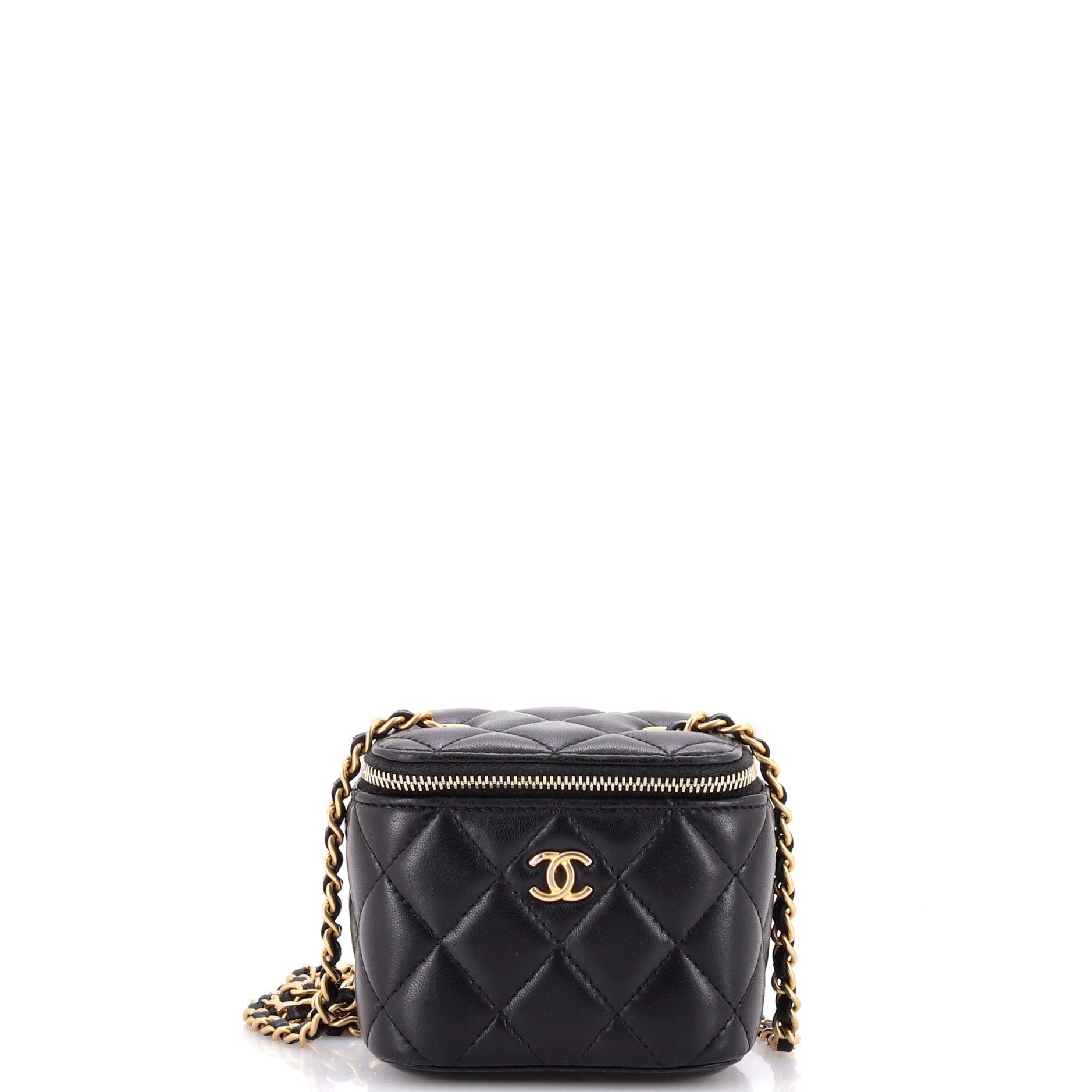 Pearl Crush Vanity Case with Chain Quilted Lambskin Mini
